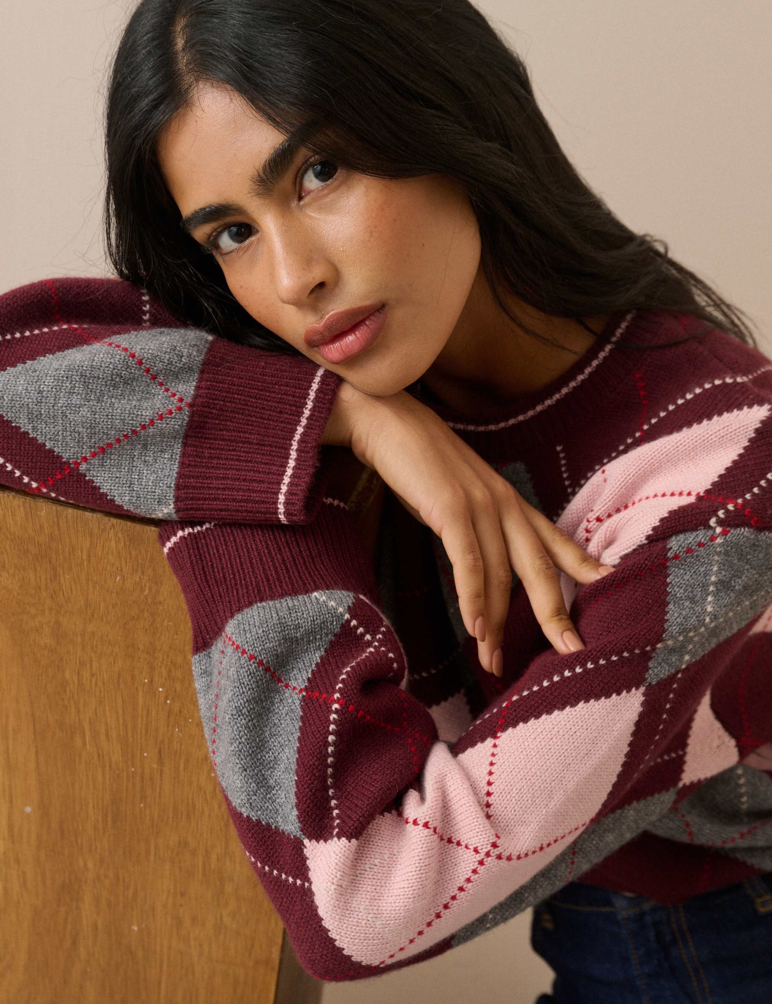 Wool Blend Argyle Oversized Jumper 5 of 5