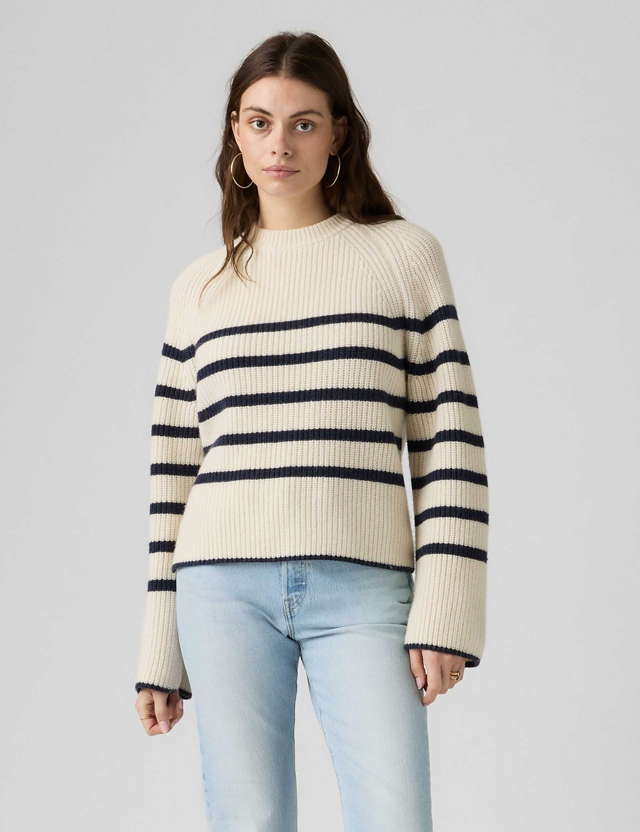 Wool Rich Striped Ribbed Crew Neck Jumper 2 of 4