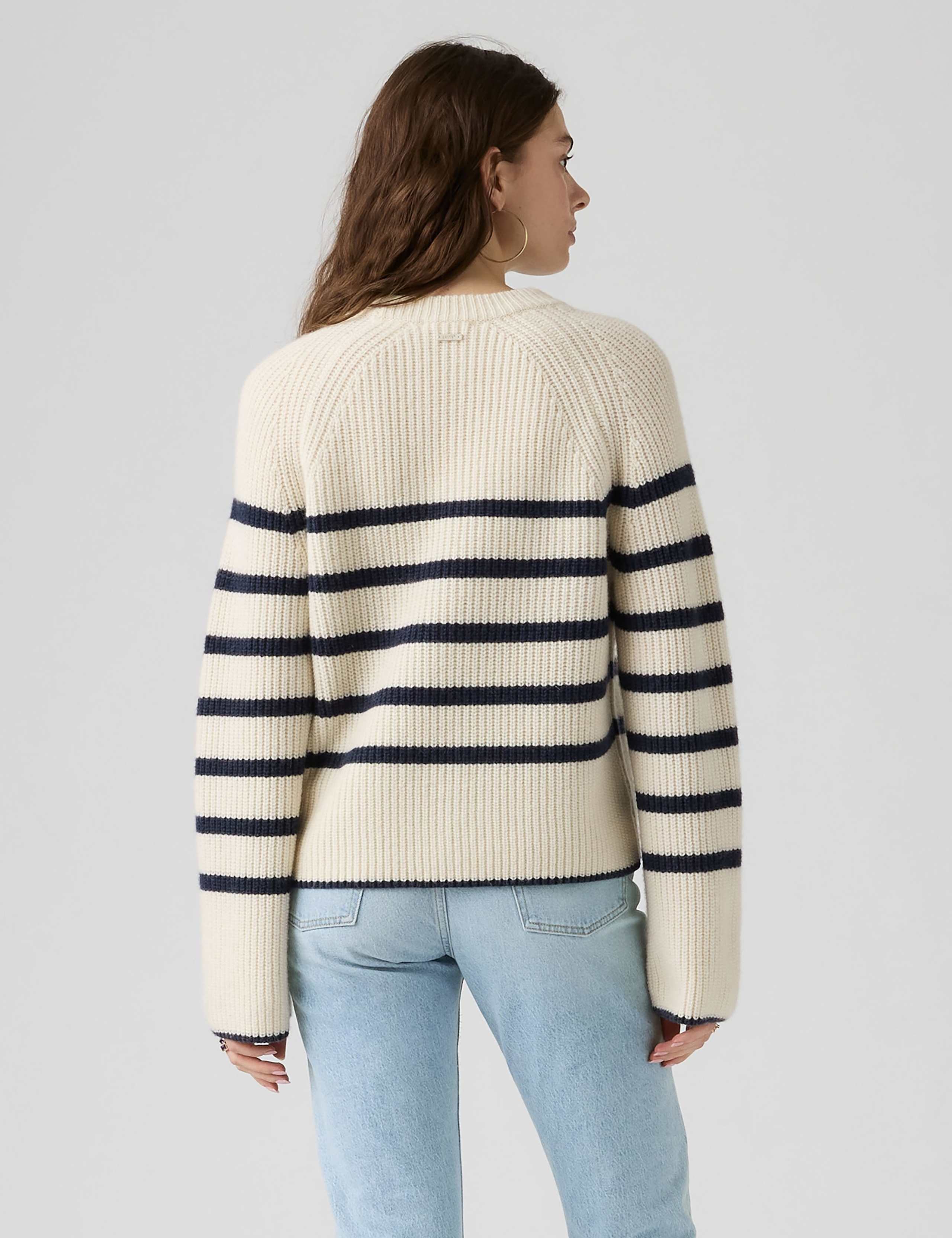 Wool Rich Striped Ribbed Crew Neck Jumper 4 of 4