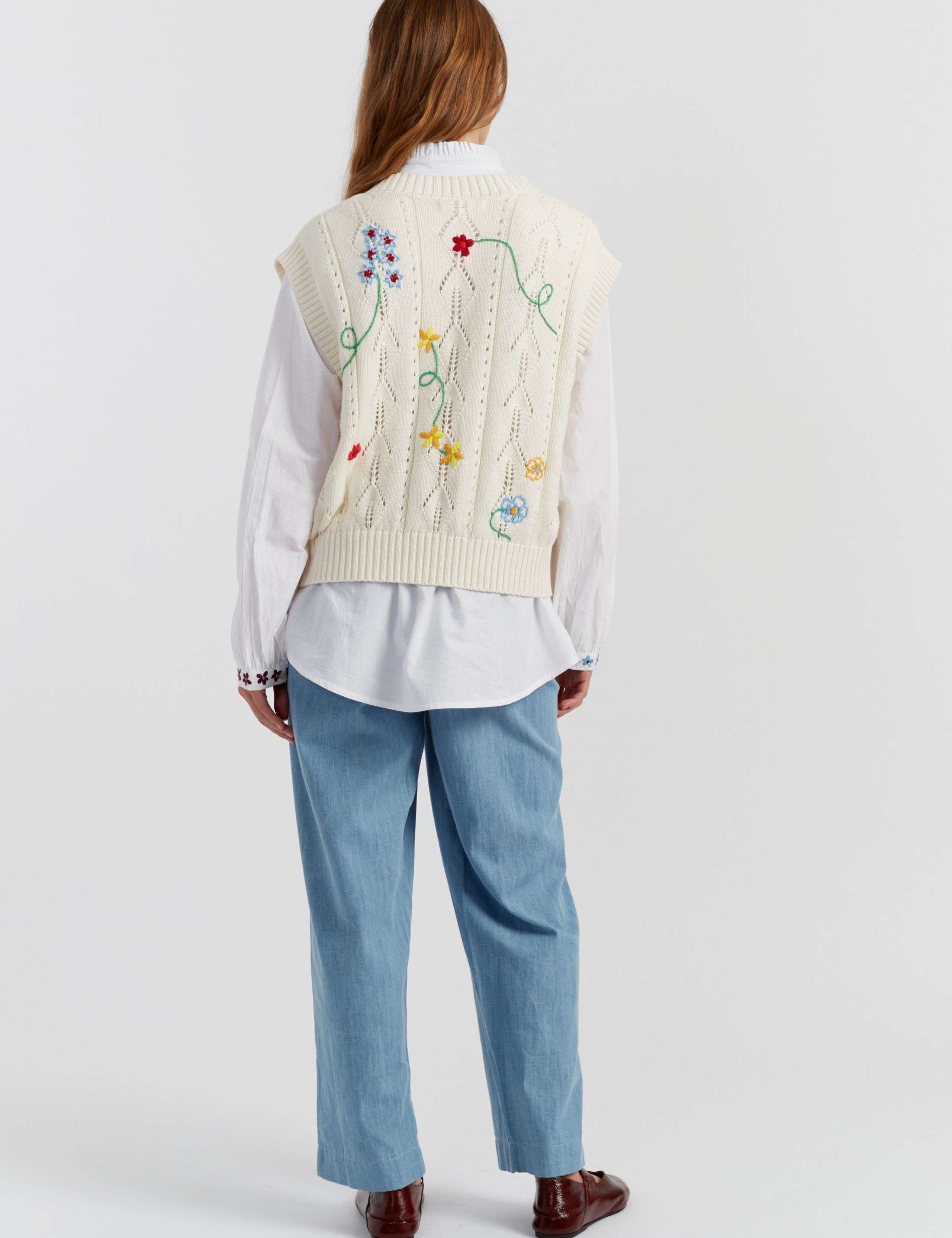 Floral Embroidered Button Through Vest Top 4 of 5