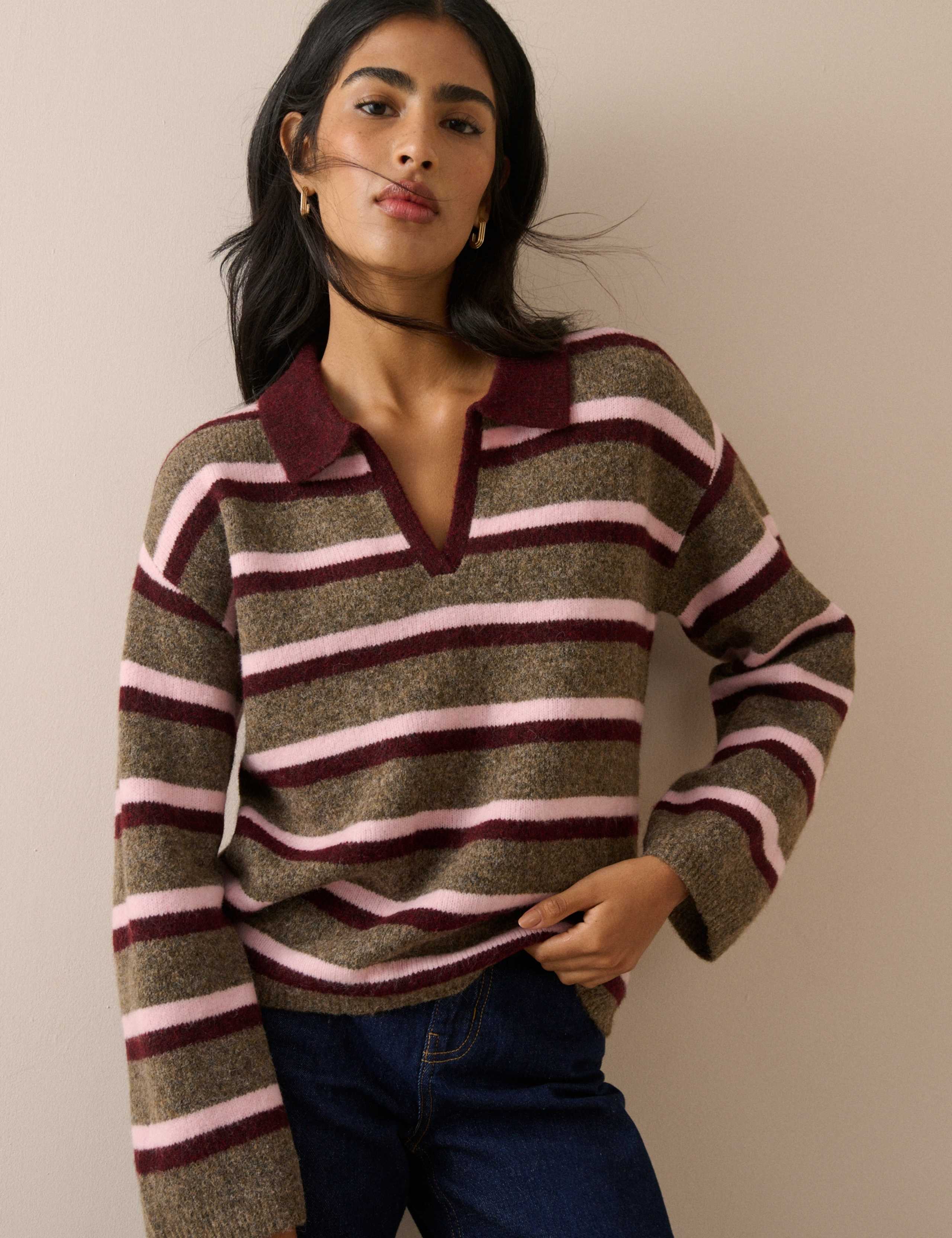 Striped Collared Jumper with Wool 2 of 5