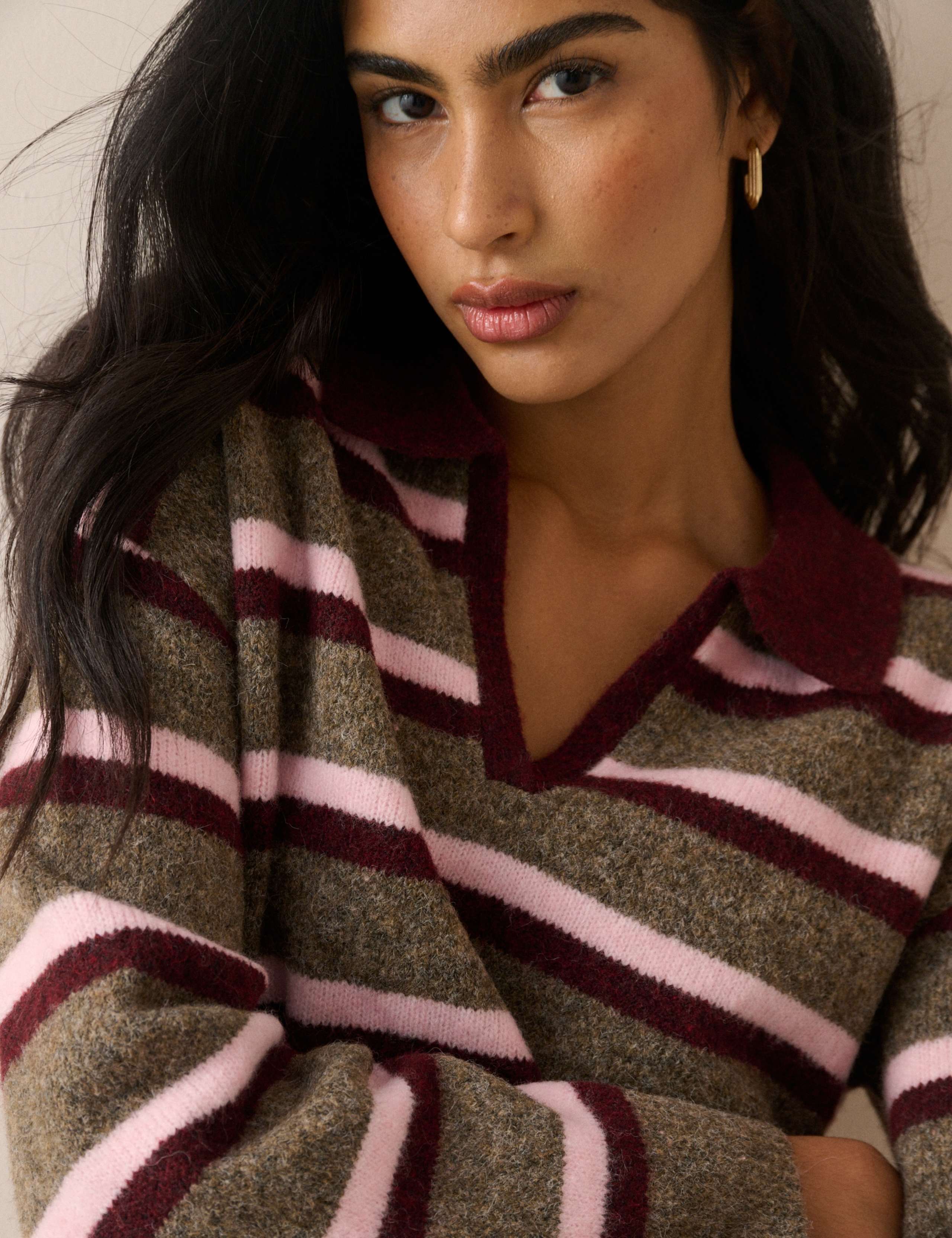 Striped Collared Jumper with Wool 5 of 5