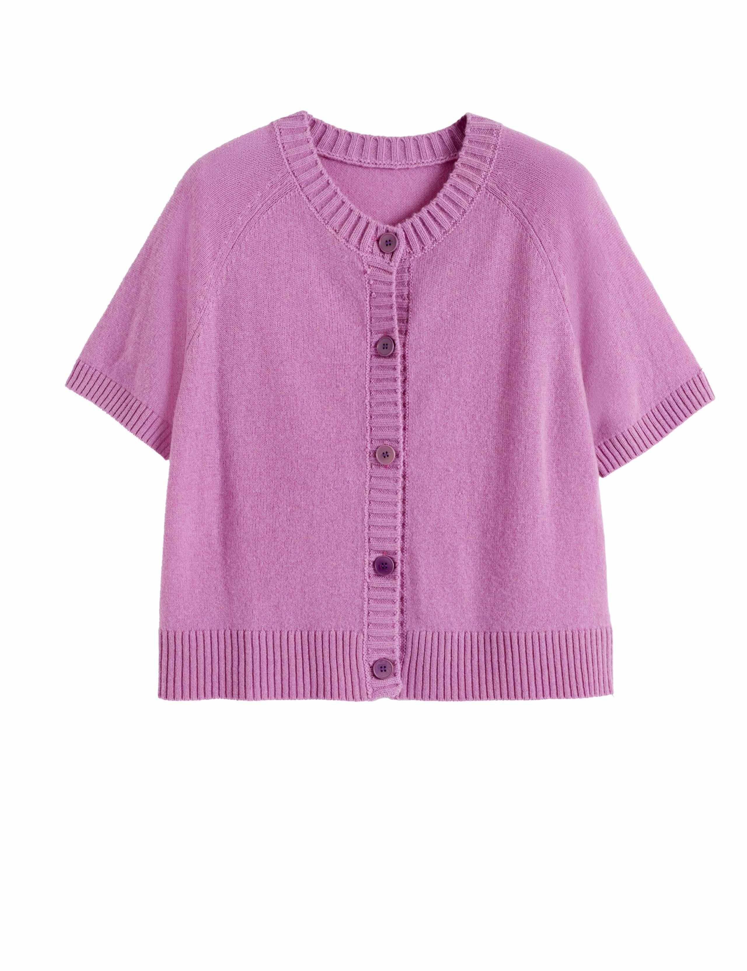 Wool Rich Crew Neck Cardigan with Cashmere 2 of 4