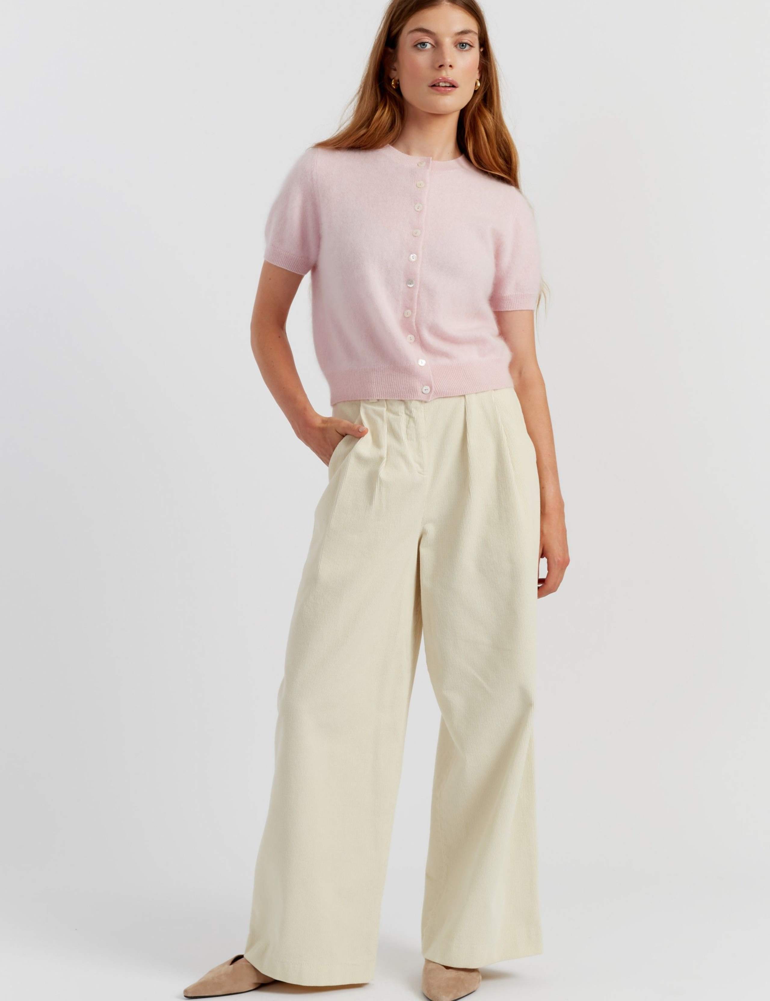 Brushed Pure Cashmere Crew Neck Cardigan 2 of 4