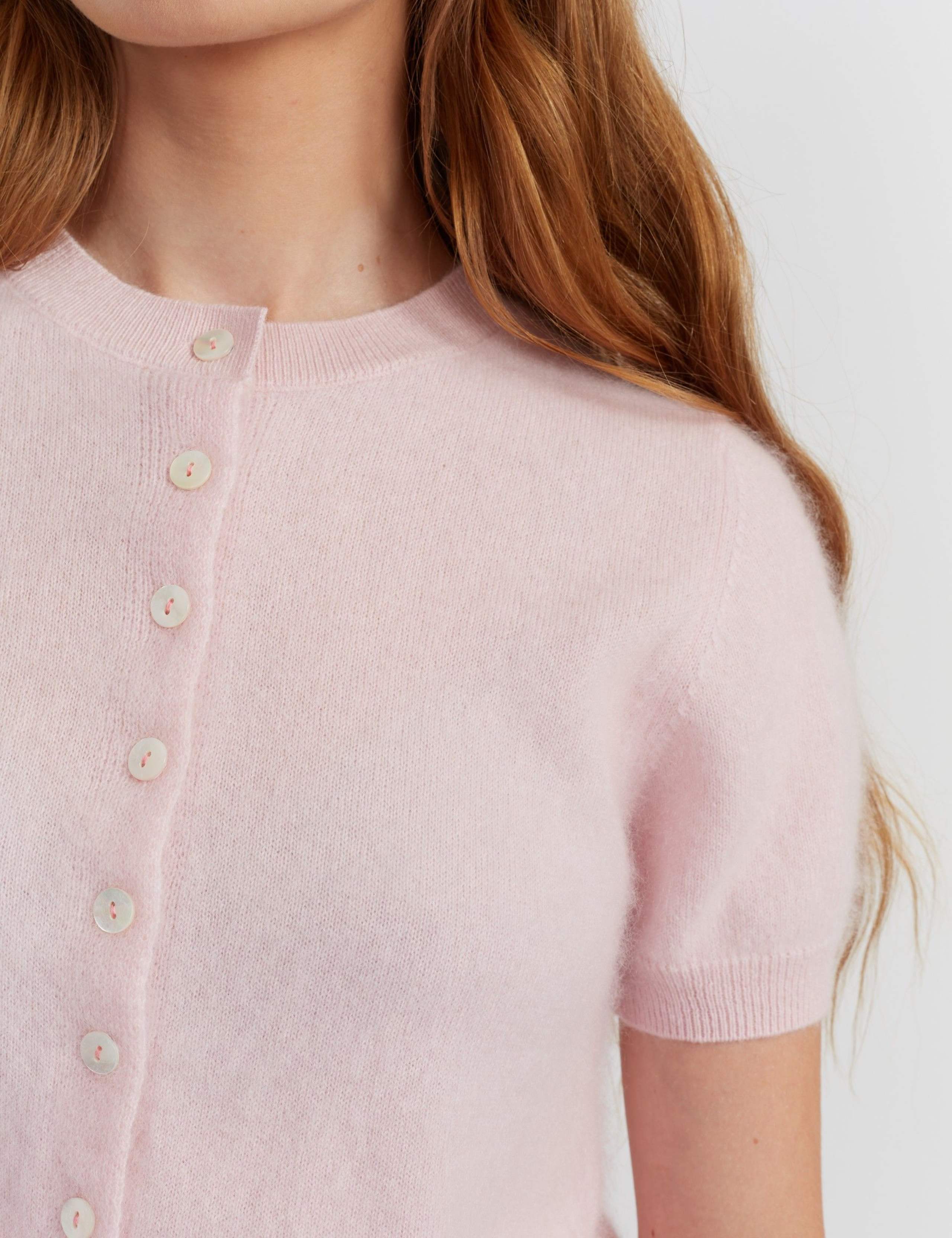 Brushed Pure Cashmere Crew Neck Cardigan 4 of 4