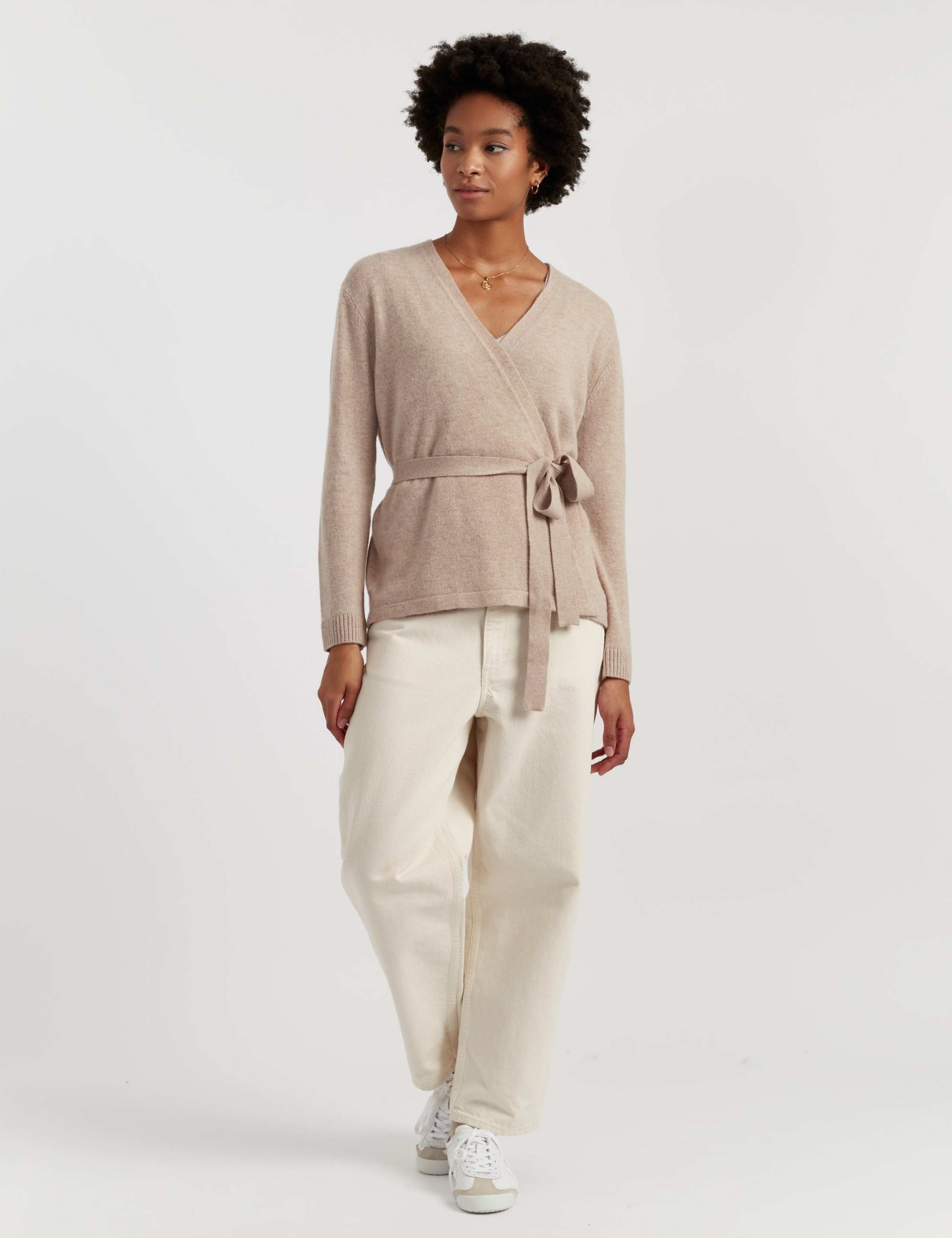 Wool Rich Wrap Relaxed Cardigan with Cashmere 4 of 4
