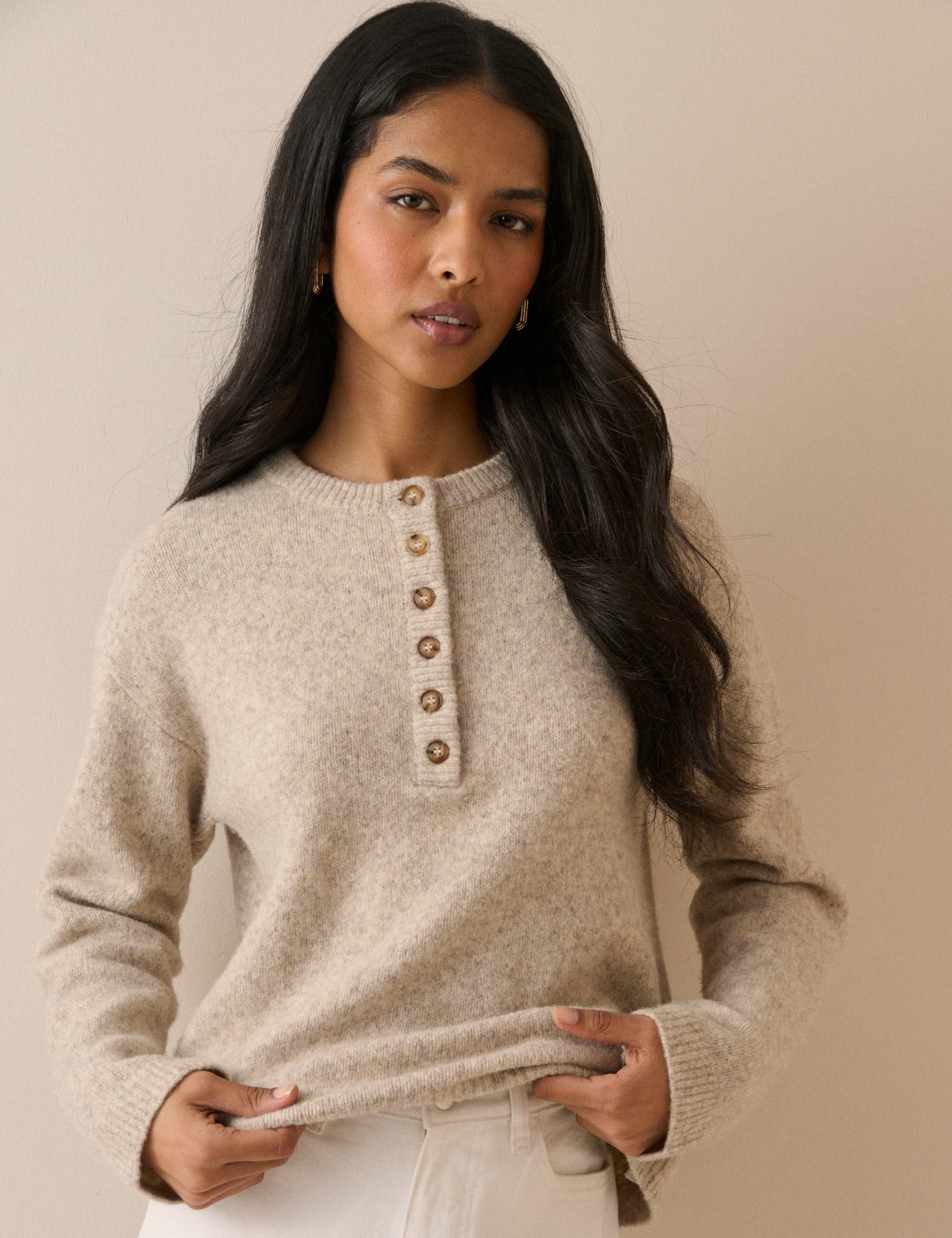 Henley Crew Neck Jumper With Wool 3 of 5