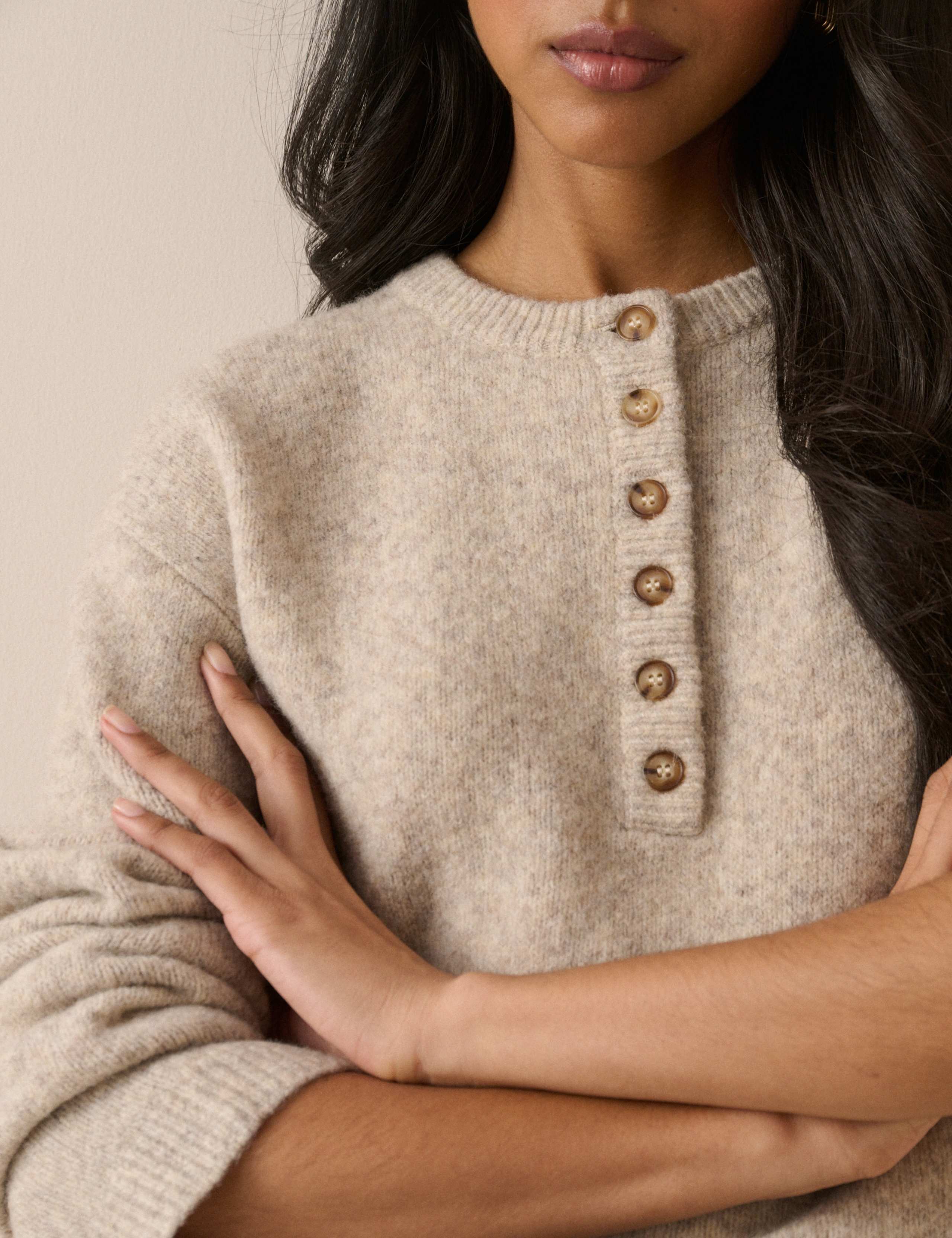 Henley Crew Neck Jumper With Wool 5 of 5
