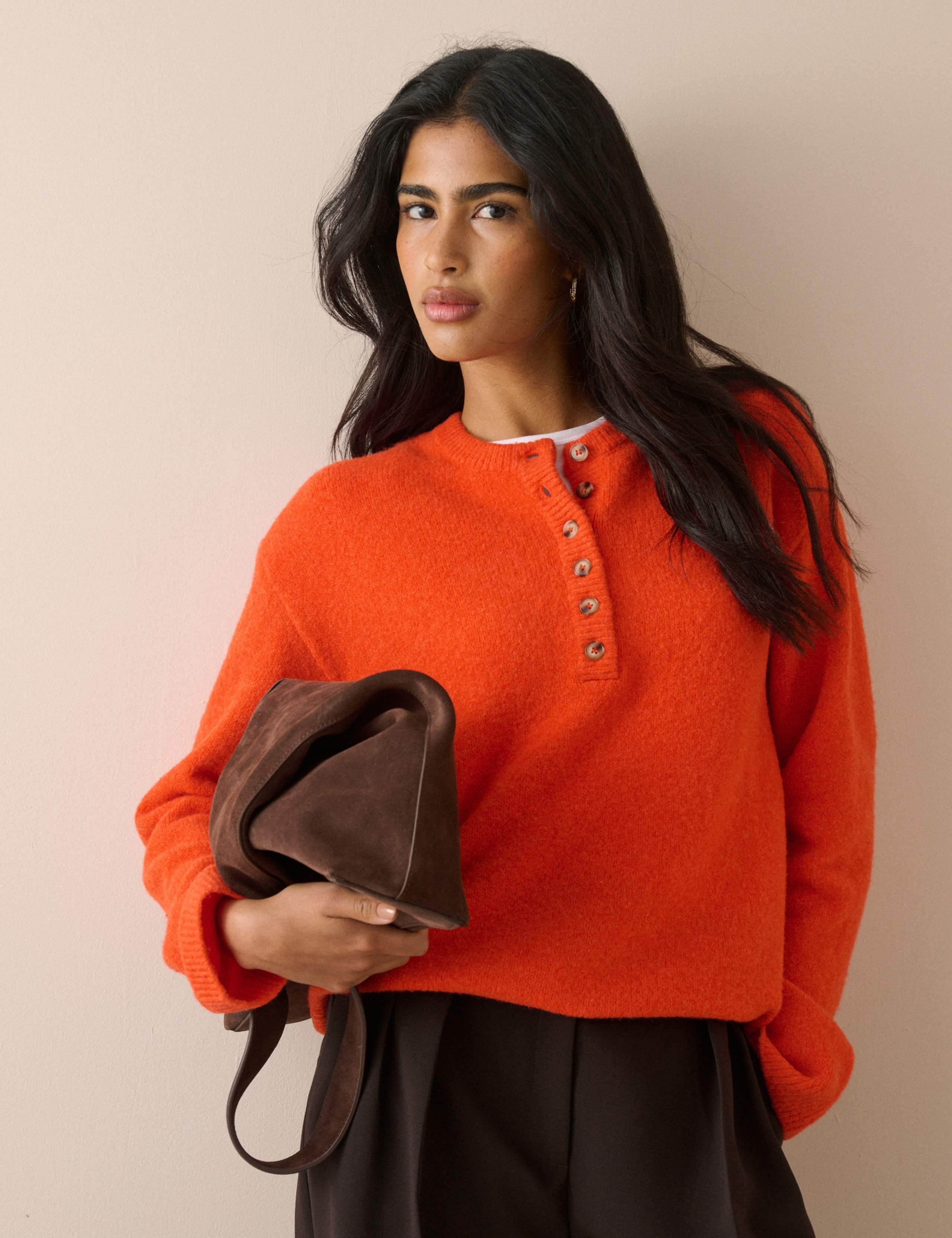 Henley Crew Neck Jumper With Wool 2 of 5