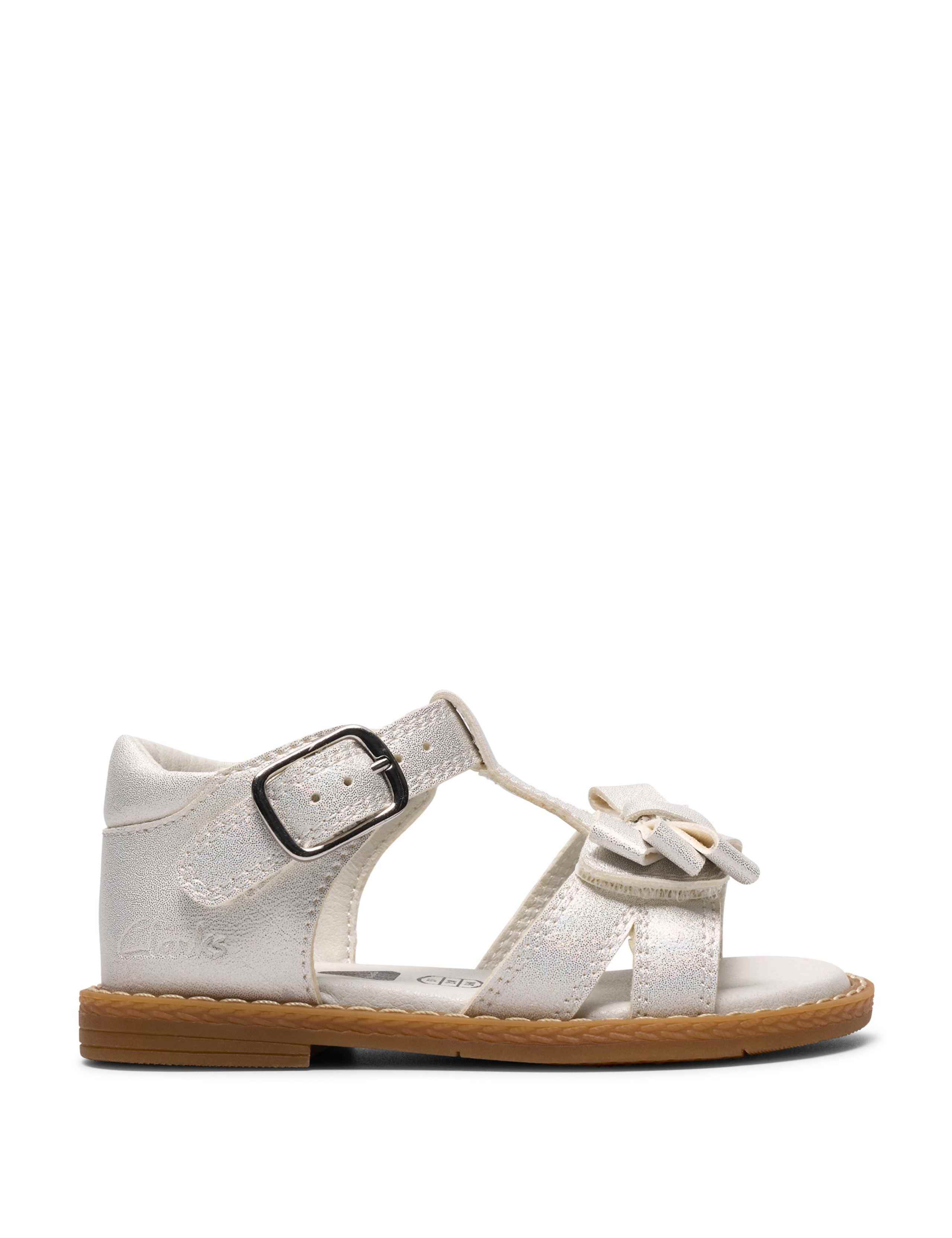 Luana Bow T-Bar White Sandals (4-6 Small) 1 of 6
