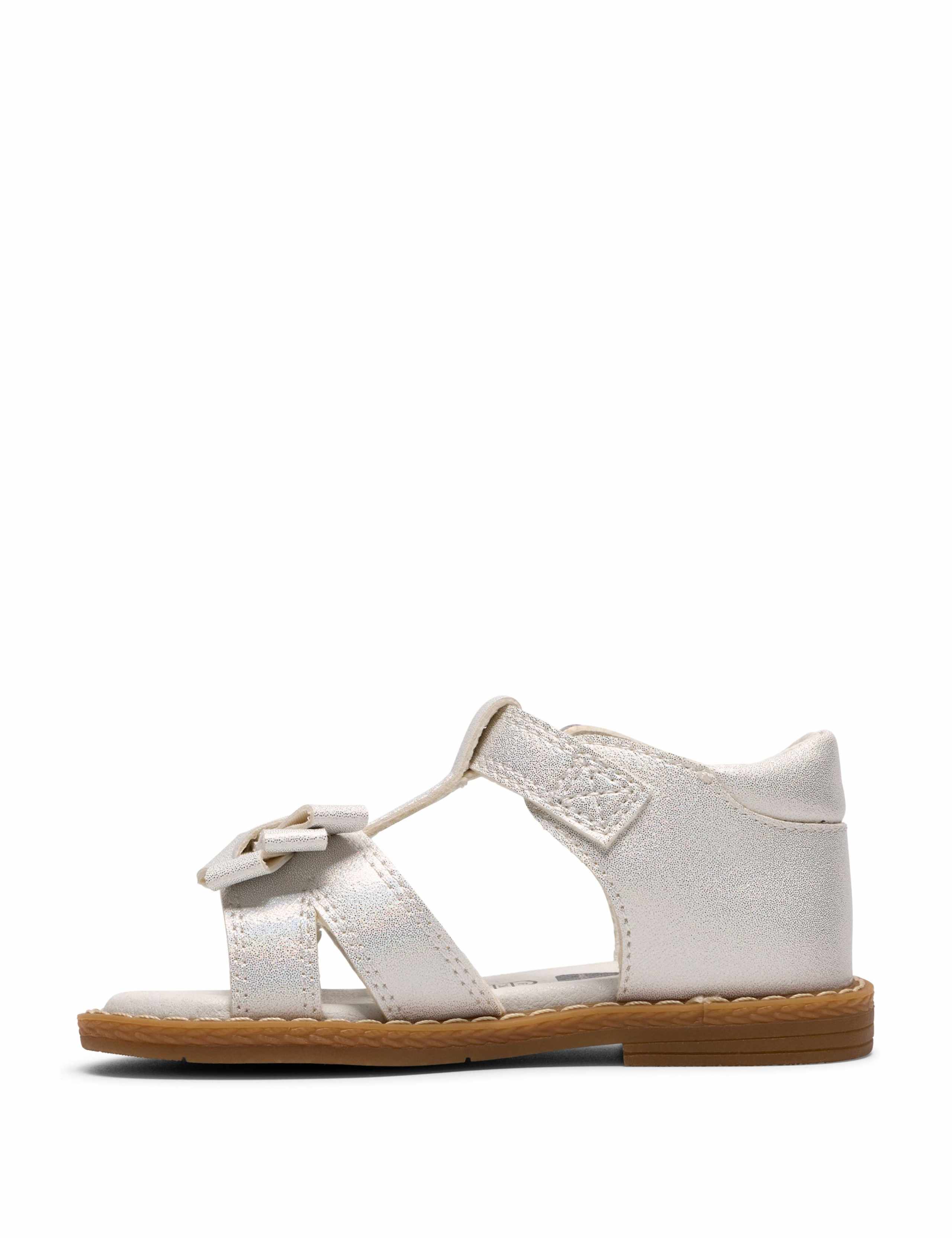 Luana Bow T-Bar White Sandals (4-6 Small) 4 of 6