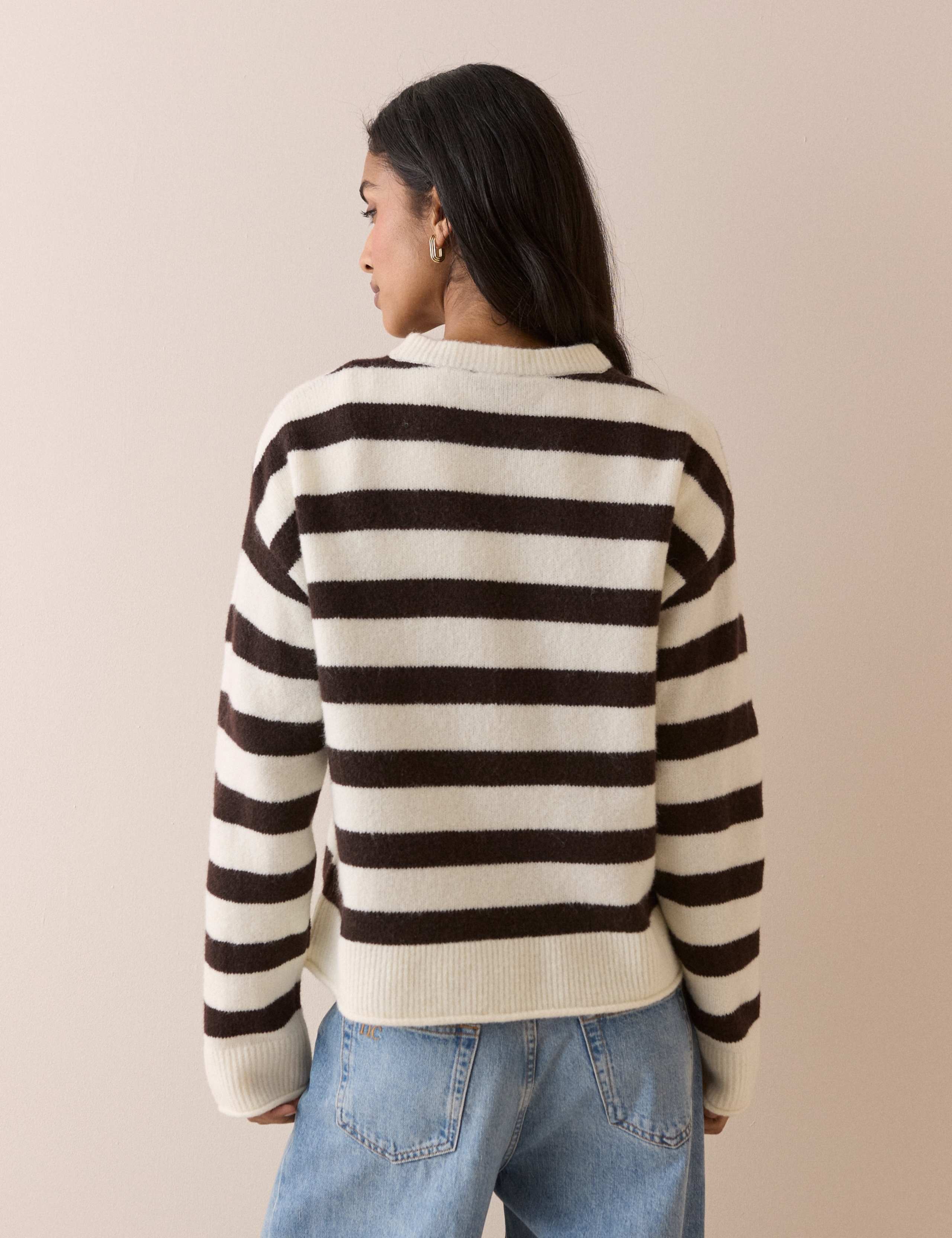 Striped Crew Neck Relaxed Jumper with Wool 2 of 5