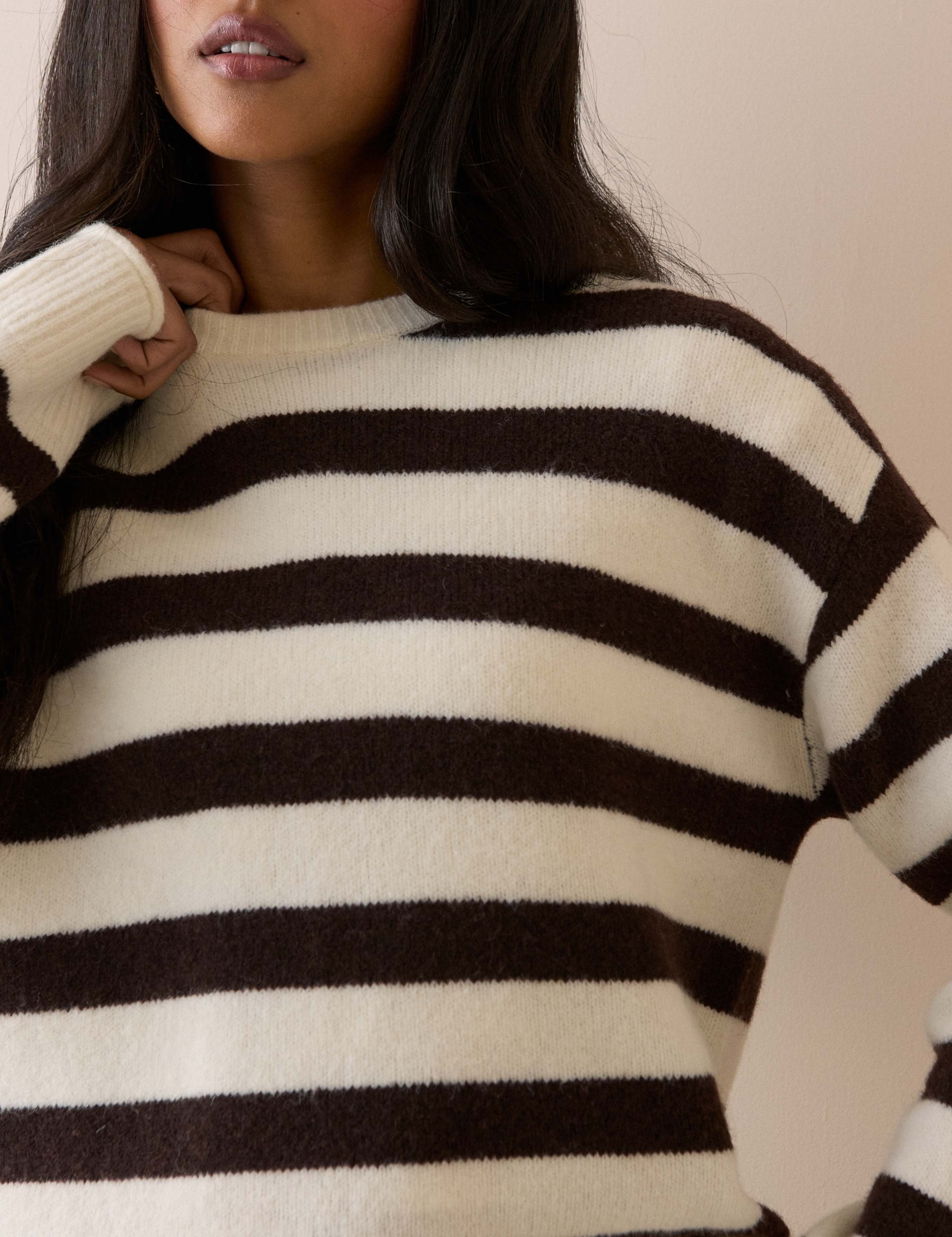 Striped Crew Neck Relaxed Jumper with Wool 5 of 5