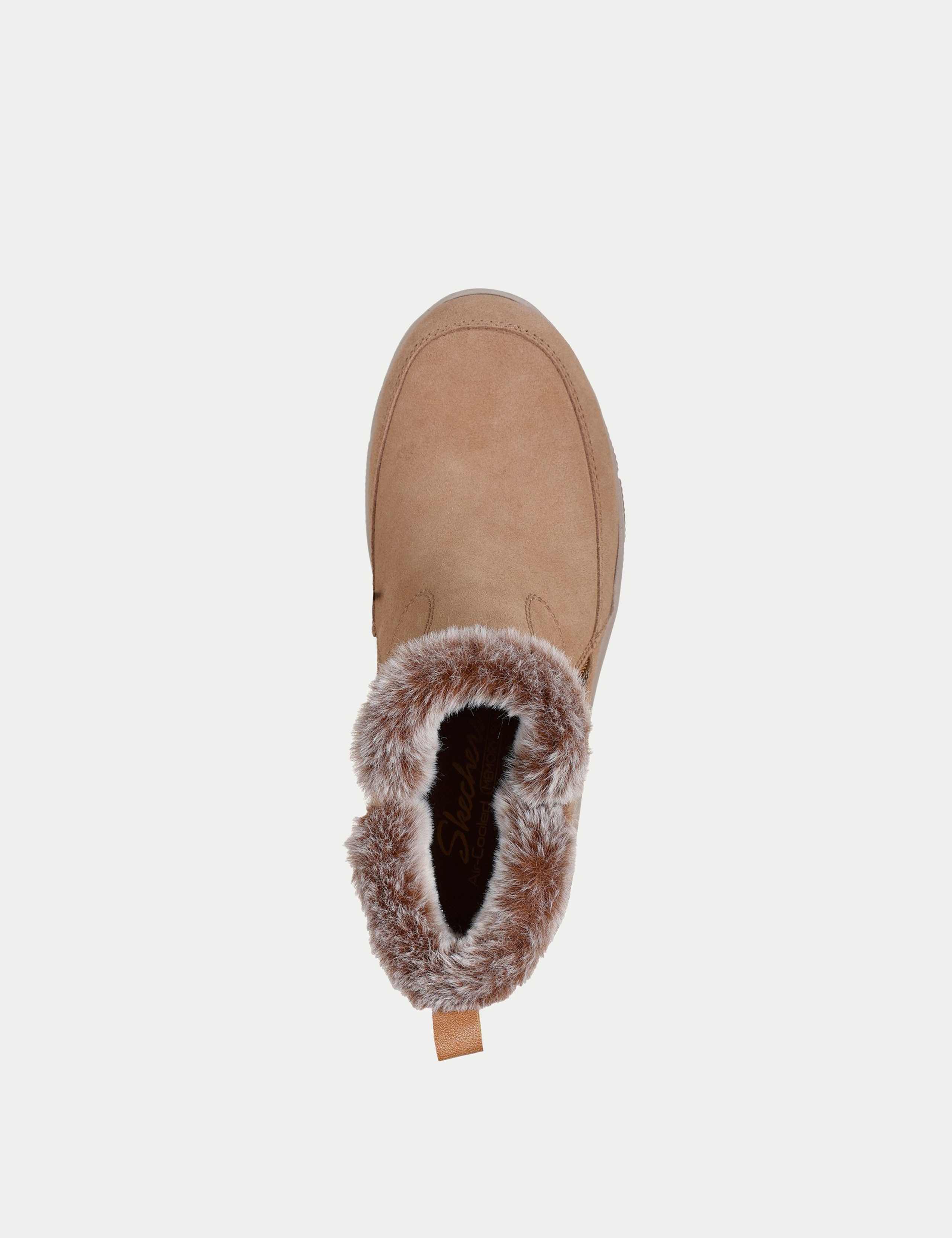 Suede Faux Fur Trim Flat Ankle Boots 2 of 5