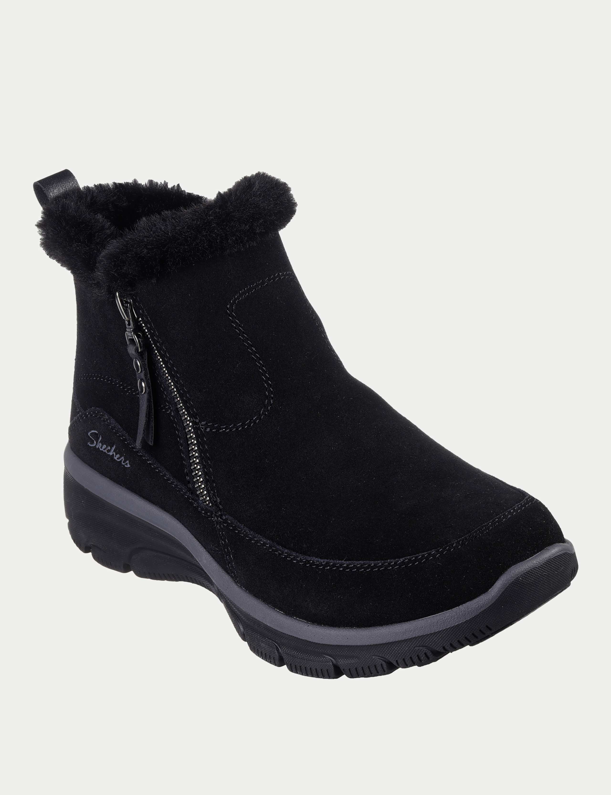 Suede Faux Fur Trim Flat Ankle Boots 2 of 5