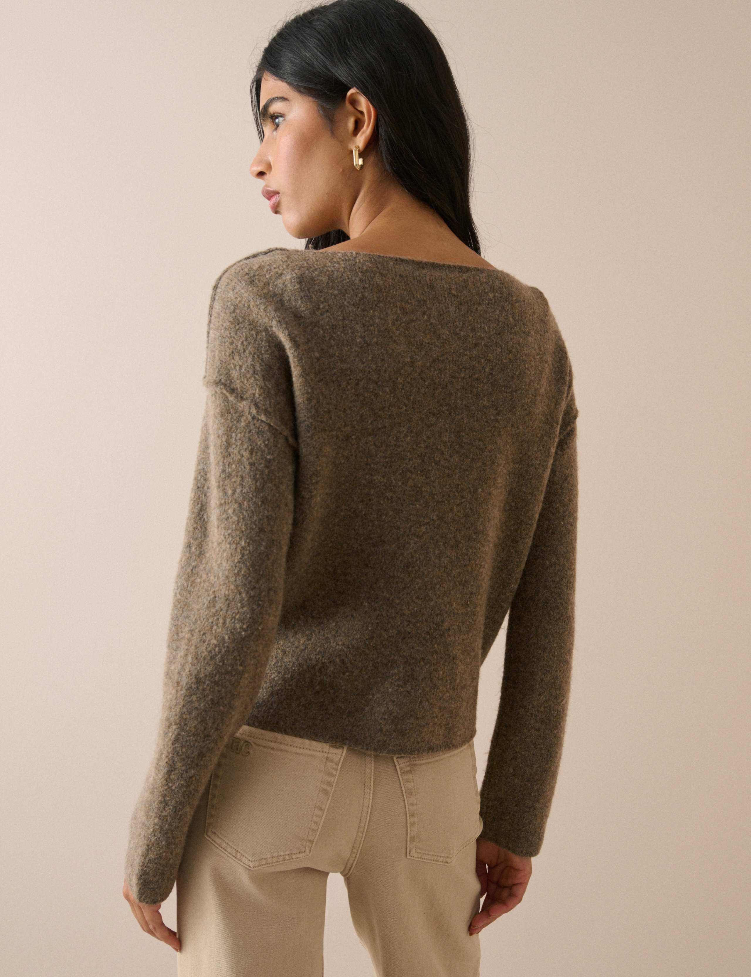 Slash Neck Exposed Seam Jumper With Wool 2 of 5