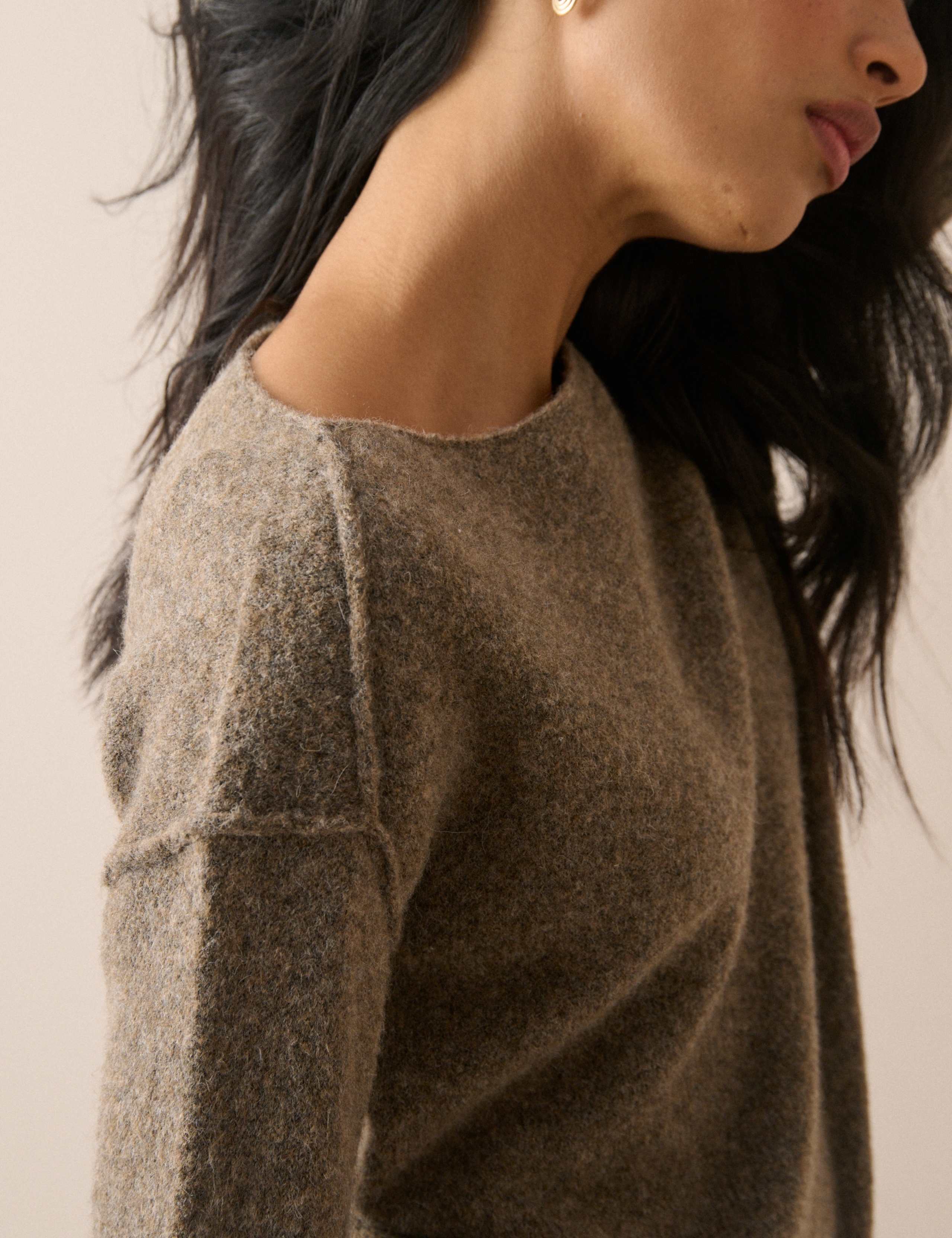 Slash Neck Exposed Seam Jumper With Wool 4 of 5
