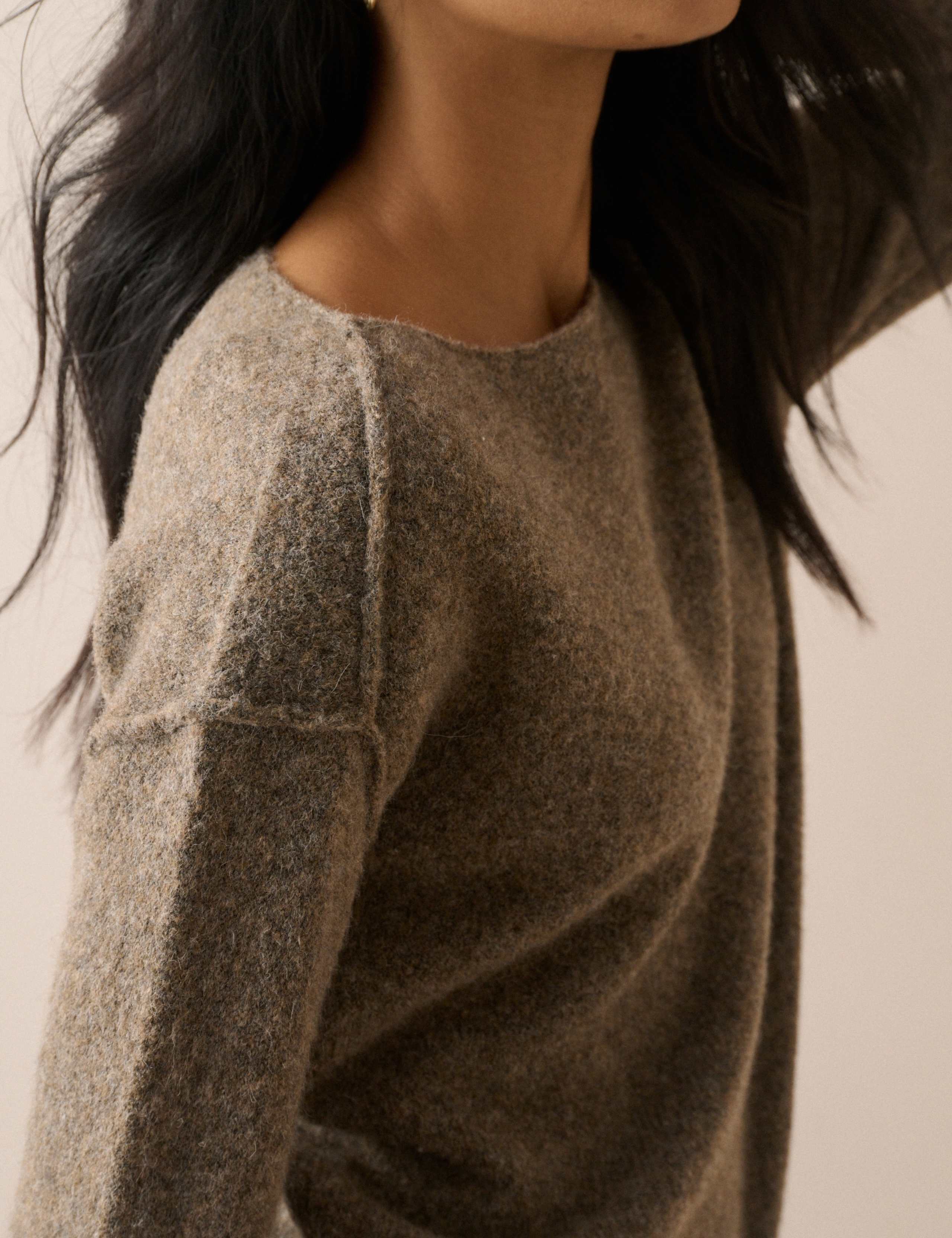 Slash Neck Exposed Seam Jumper With Wool 5 of 5
