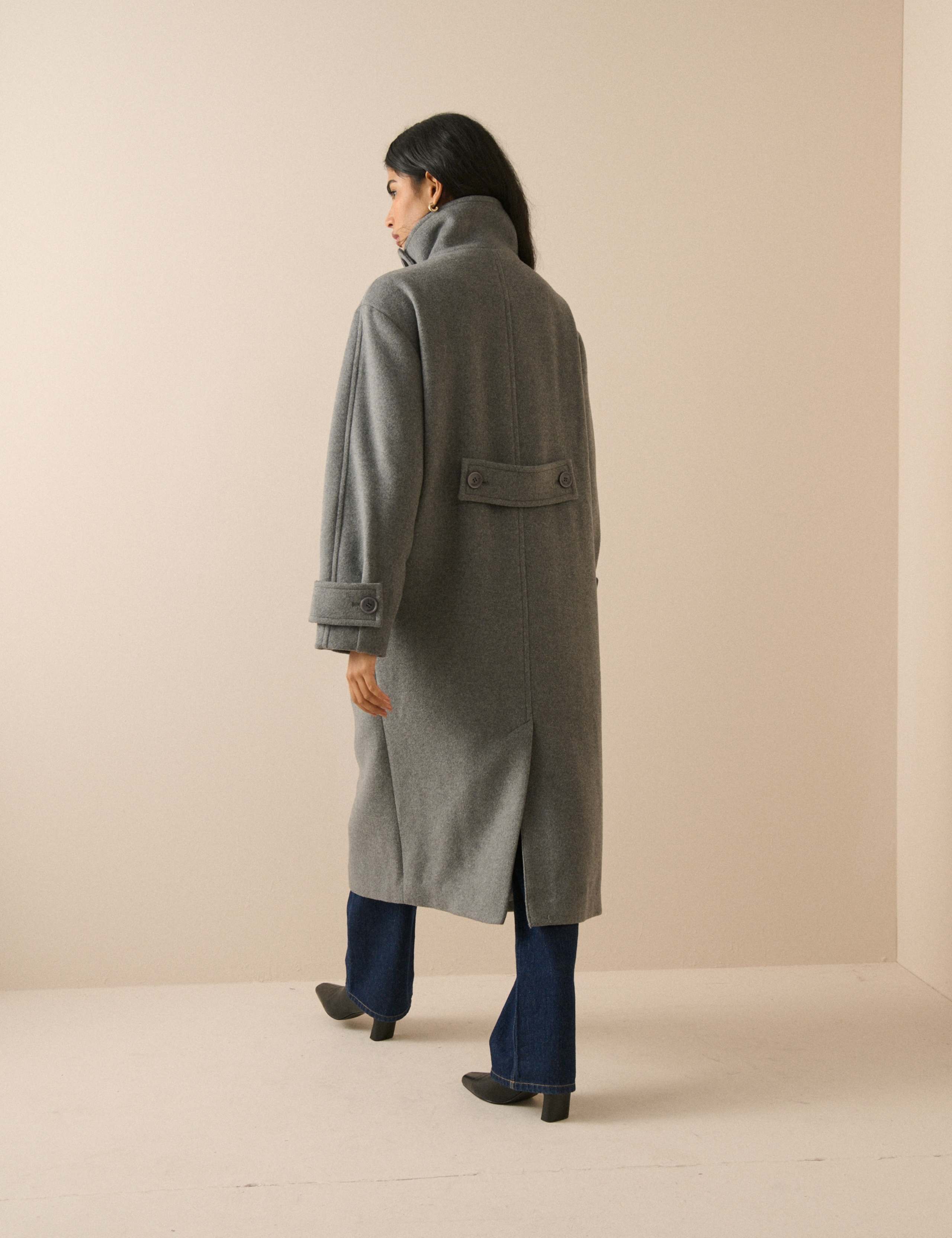 Funnel Neck Longline Coat with Wool 4 of 5