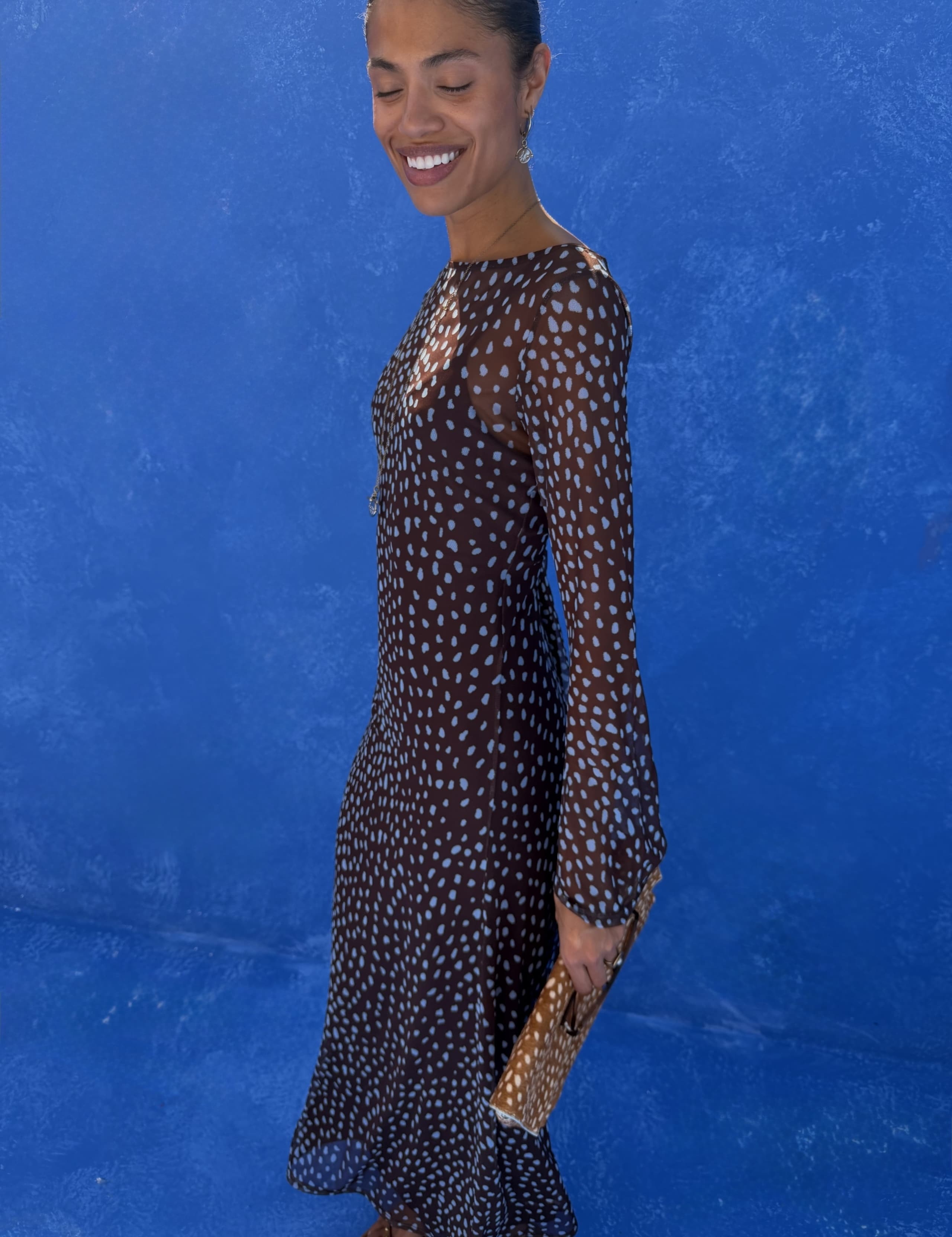 Mesh Print Fitted Maxi Dress 3 of 4