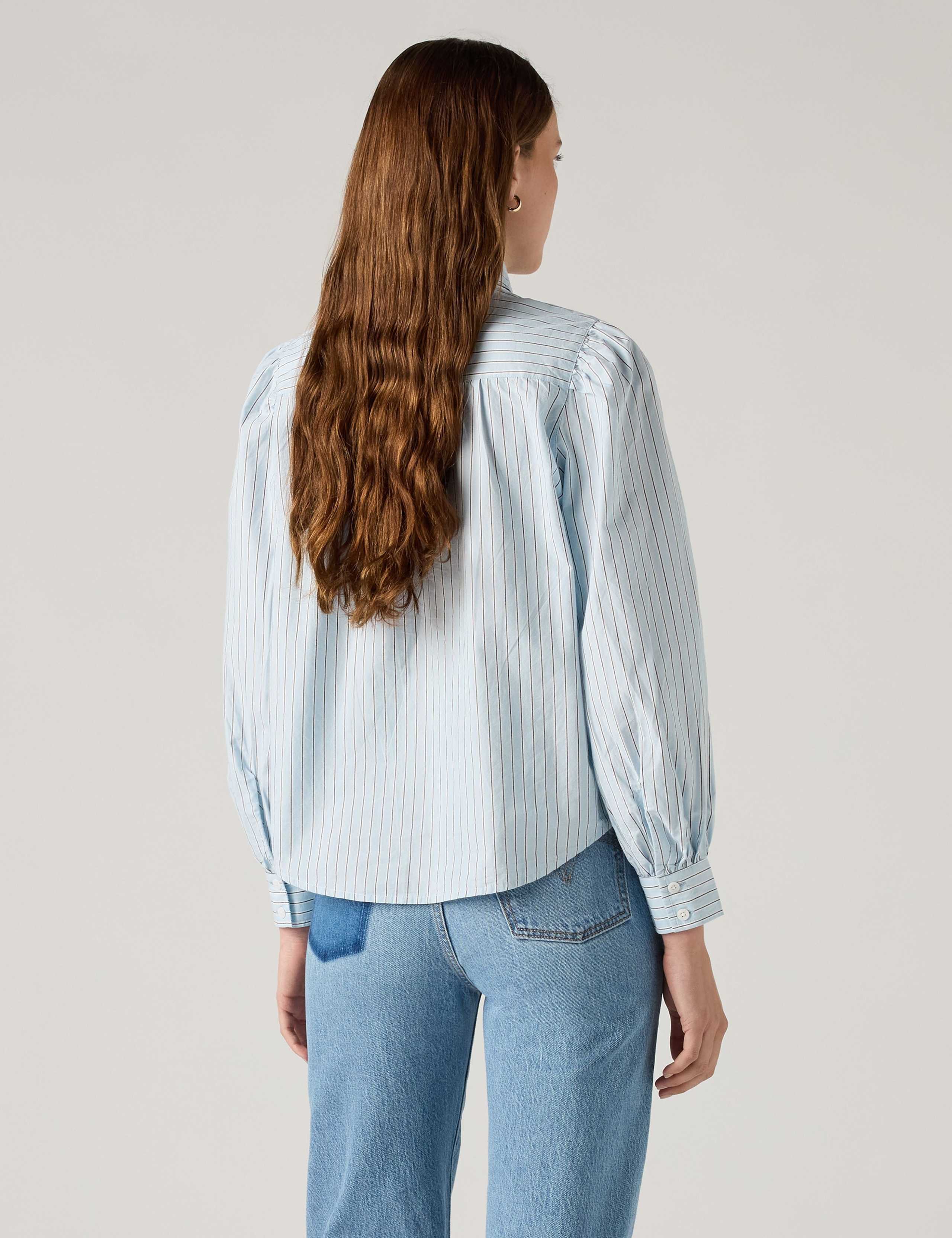 Pure Cotton Striped Tie Neck Shirt 4 of 6