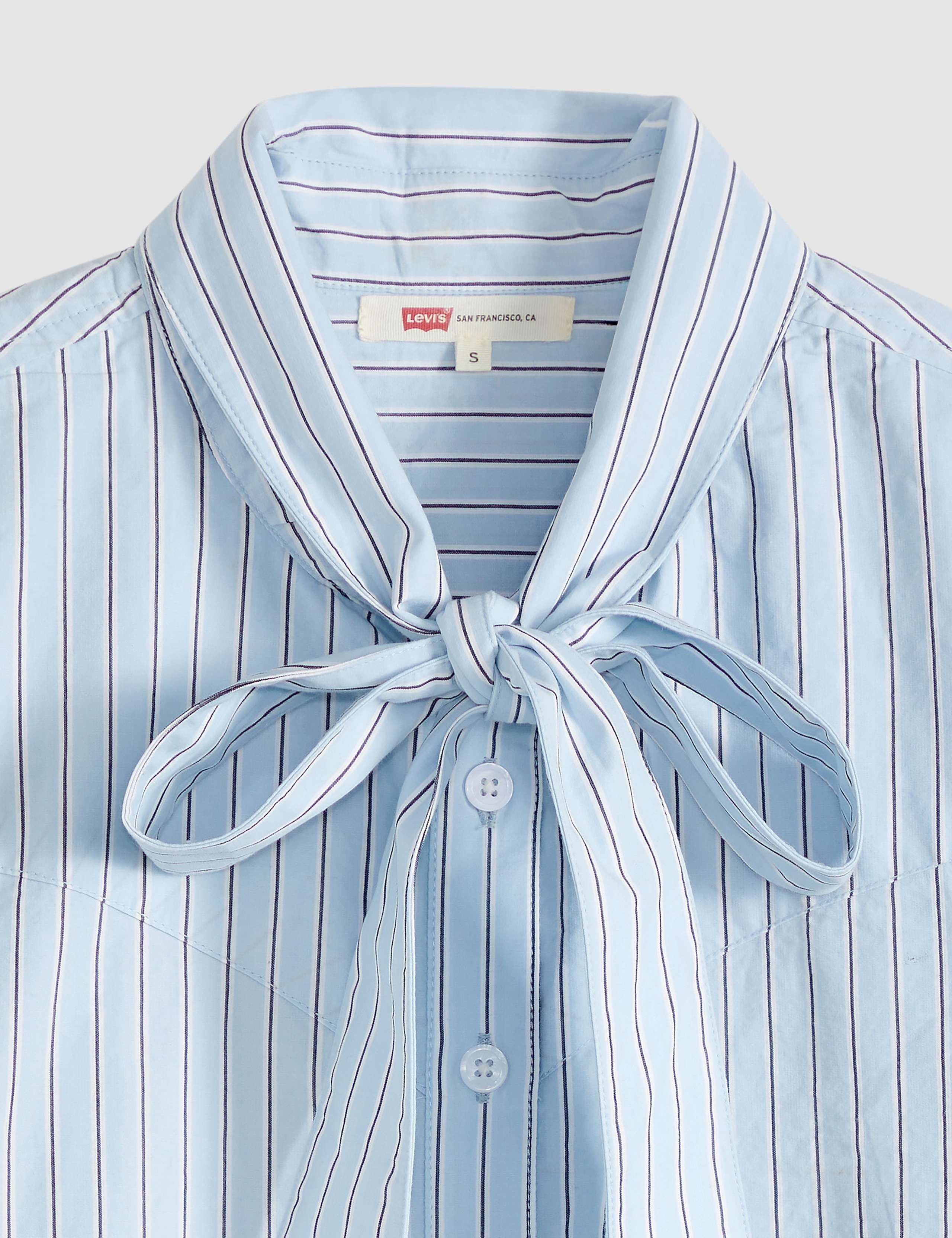 Pure Cotton Striped Tie Neck Shirt 6 of 6