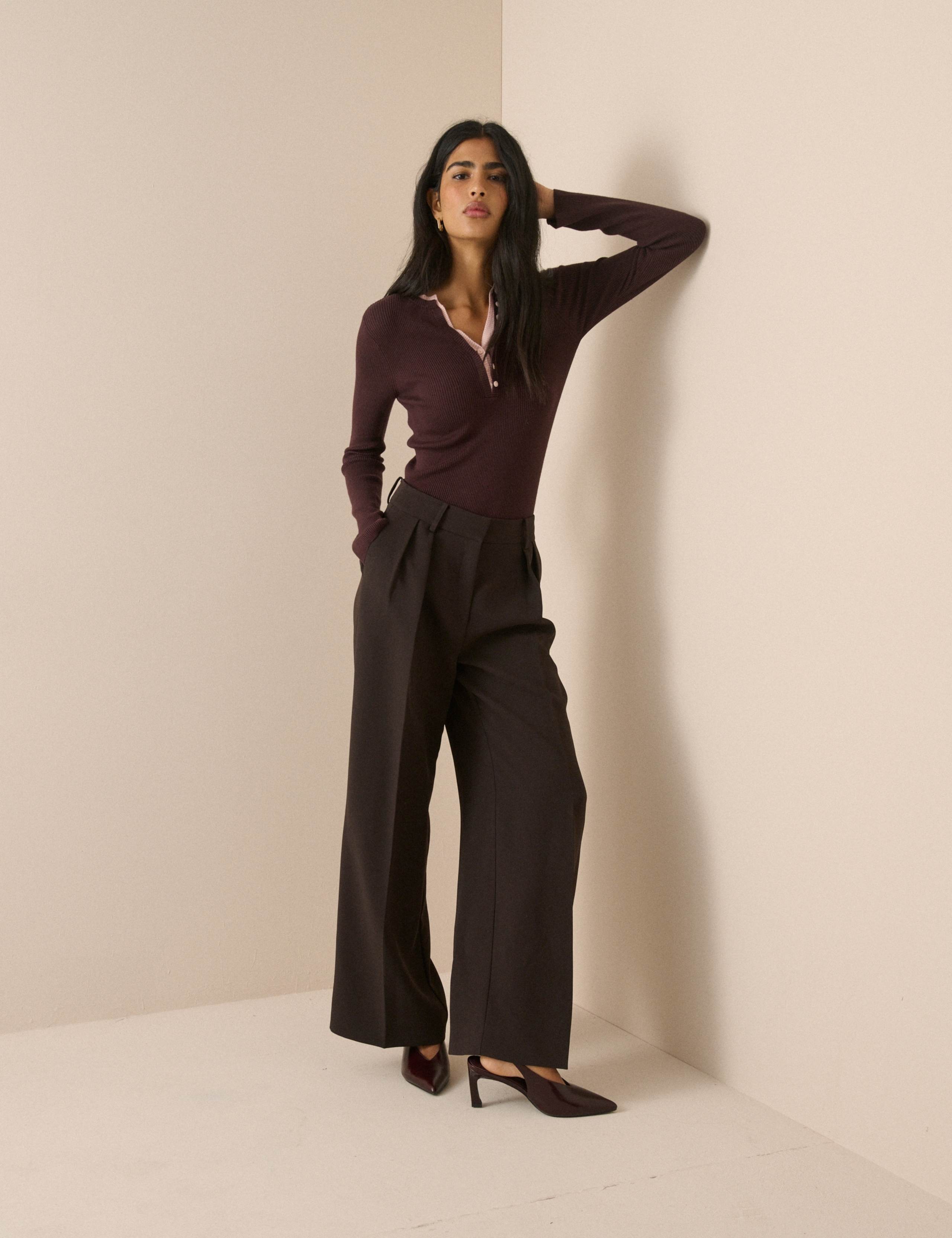 Double Layered Fitted Henley Top 3 of 5
