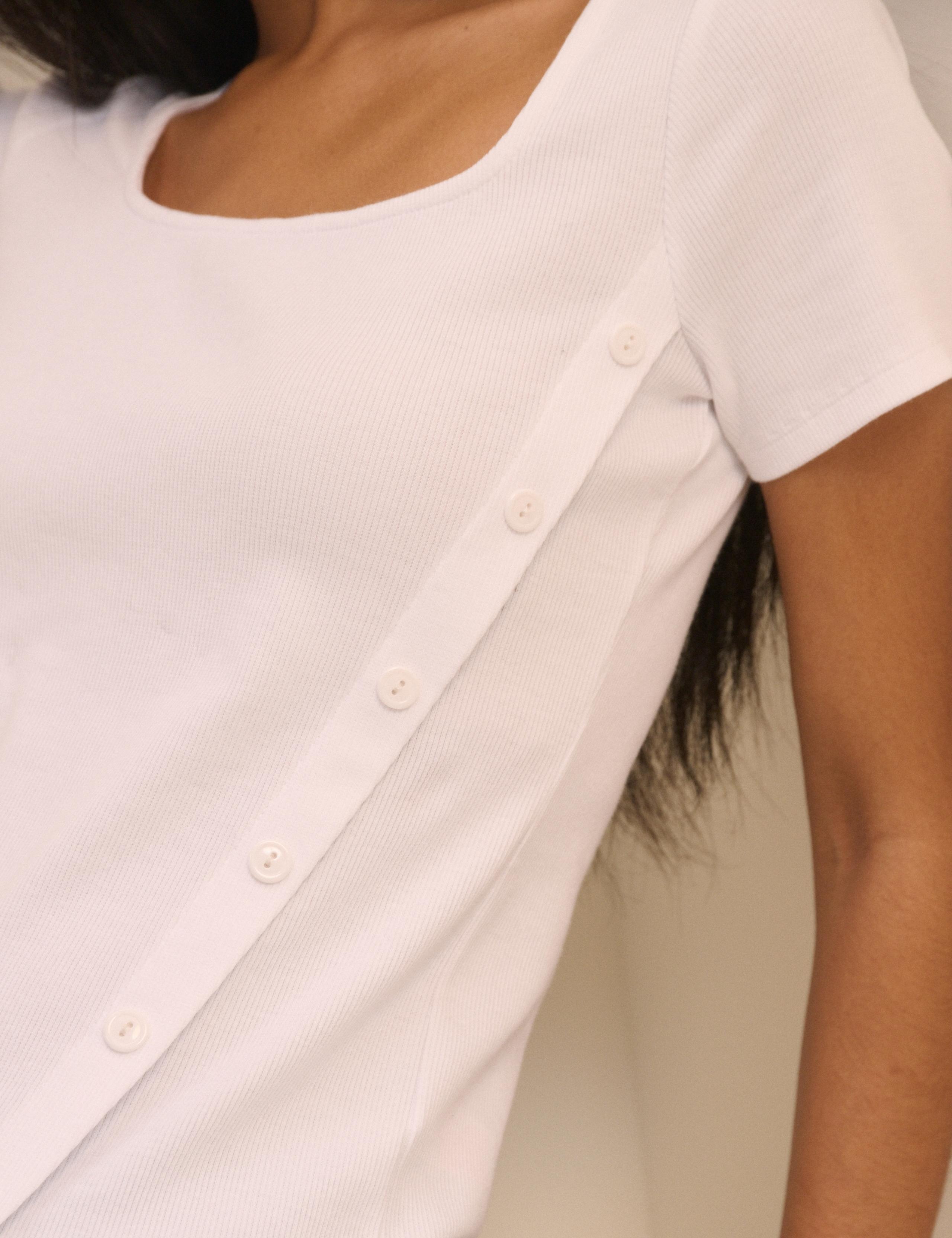 Cotton Rich Ribbed Square Neck Asymmetric Fitted T-Shirt 5 of 5