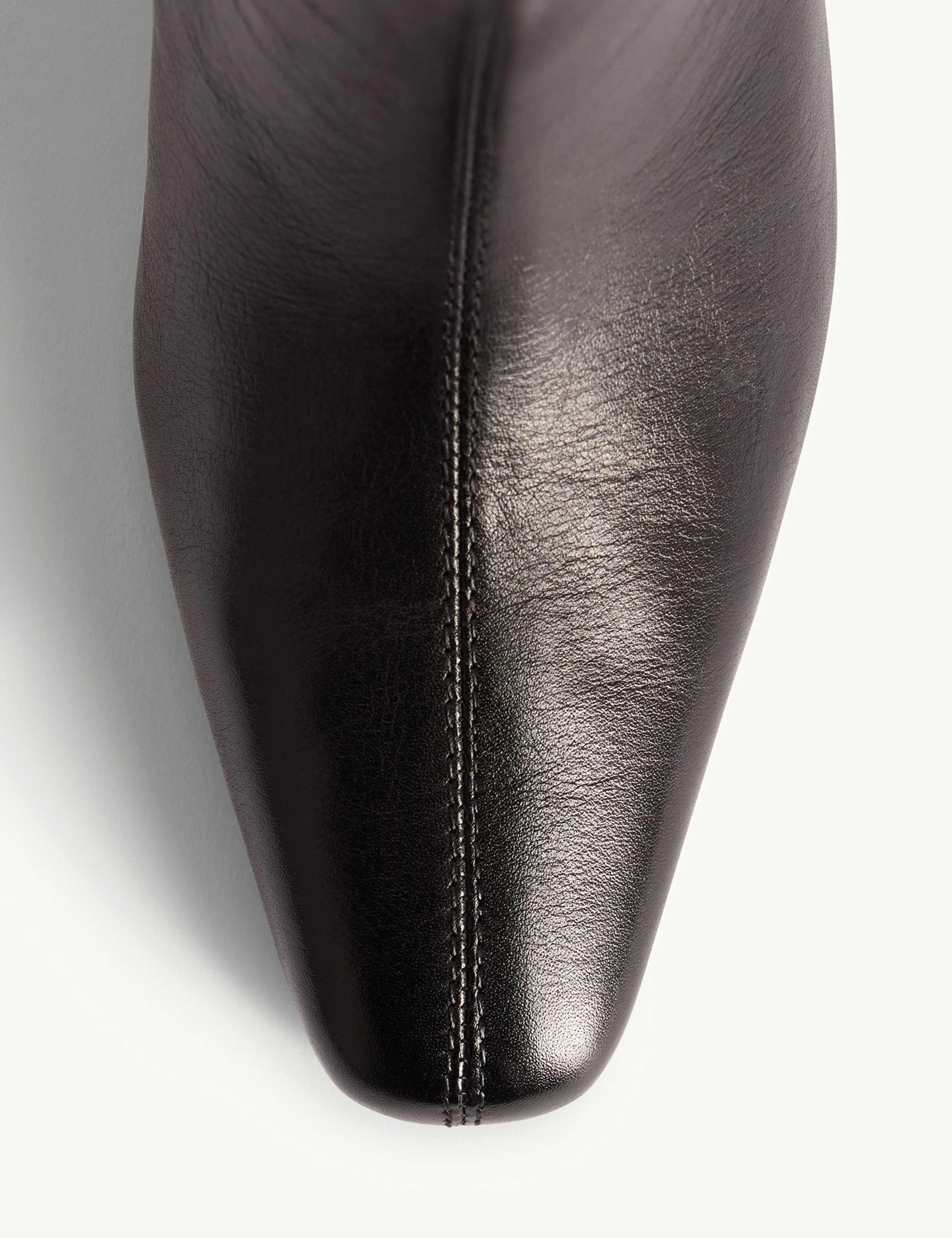 Leather Square Toe Knee High Boots 3 of 3