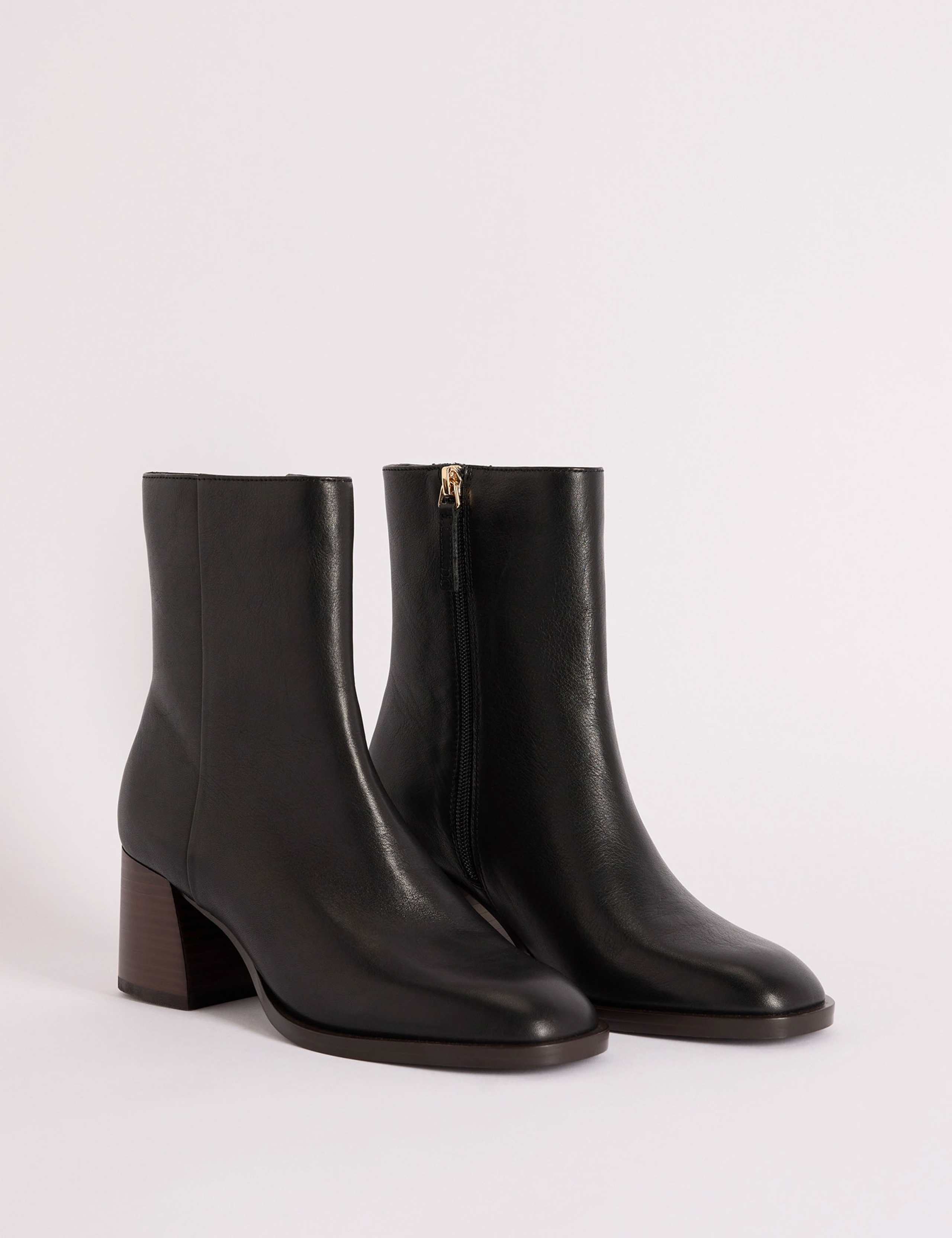 Leather Block Heel Ankle Boots 2 of 5