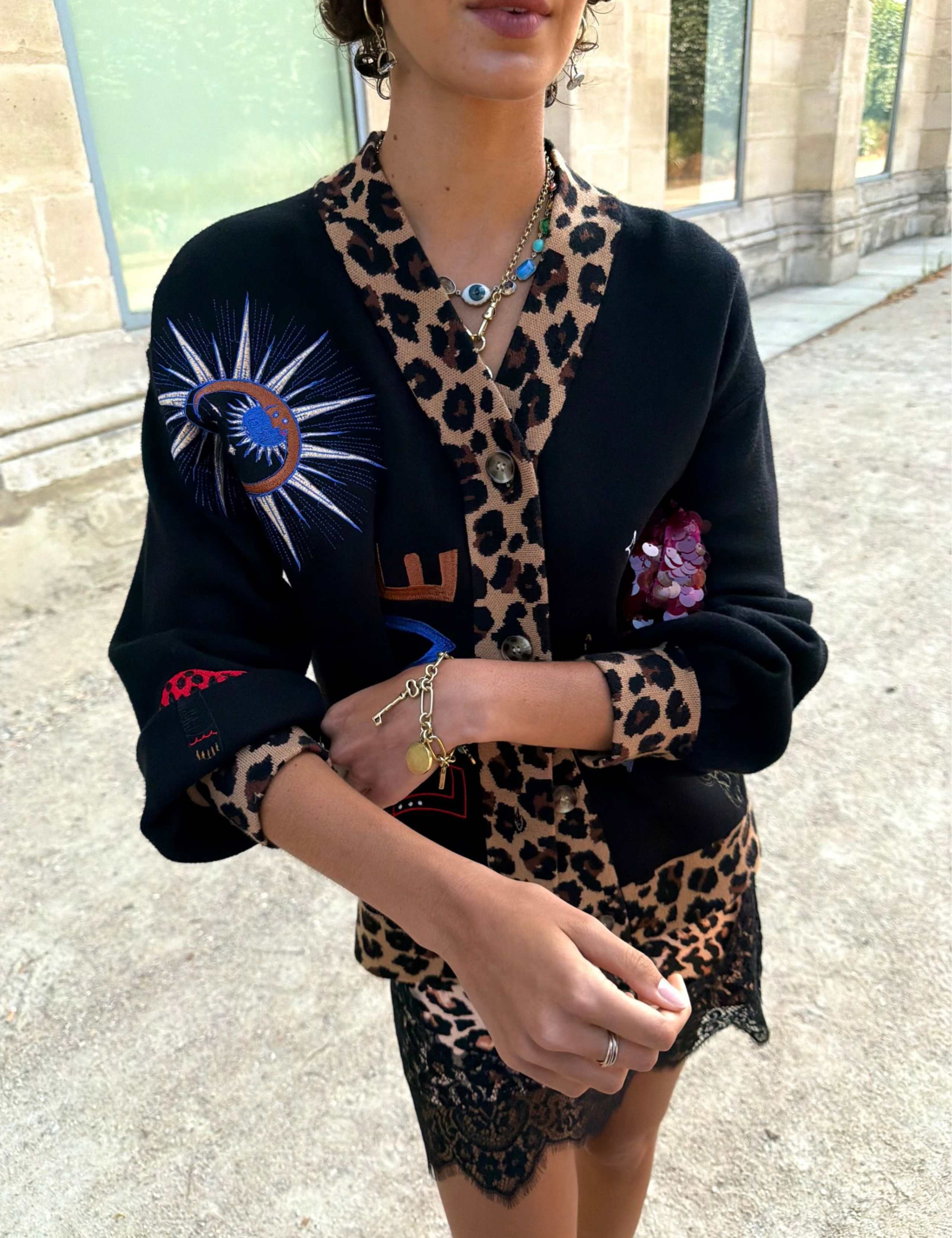 Printed Long Sleeve Relaxed Cardigan 3 of 4