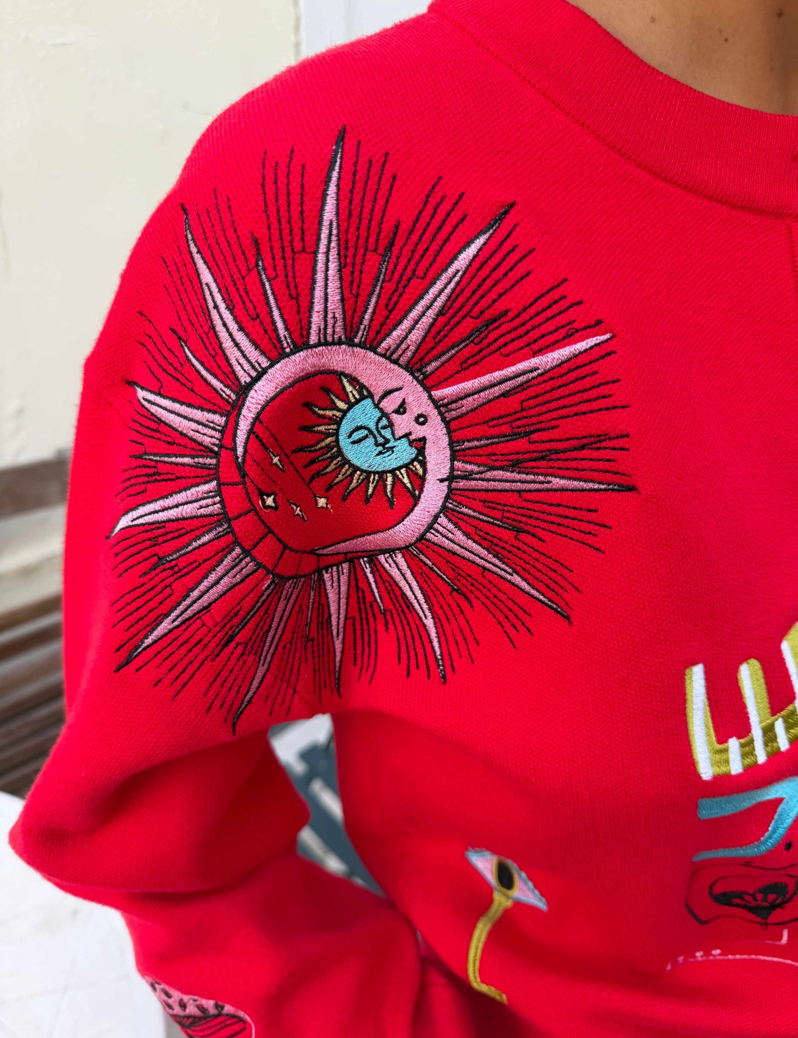 Embroidered Crew Neck Relaxed Cardigan 2 of 5