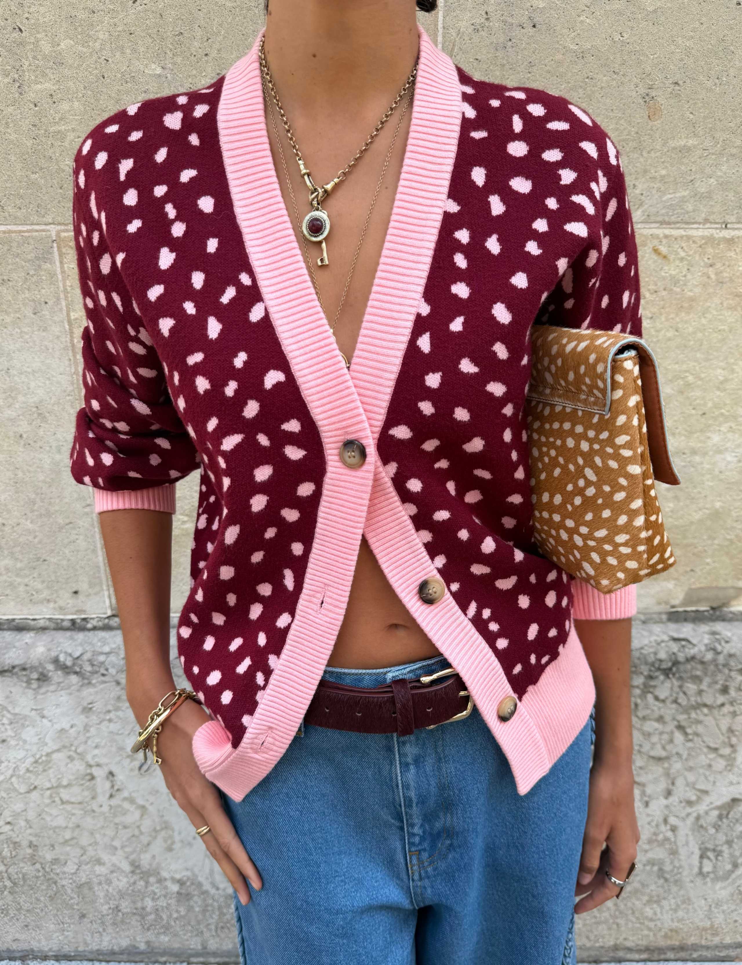 Deer Print V-Neck Cardigan 2 of 4