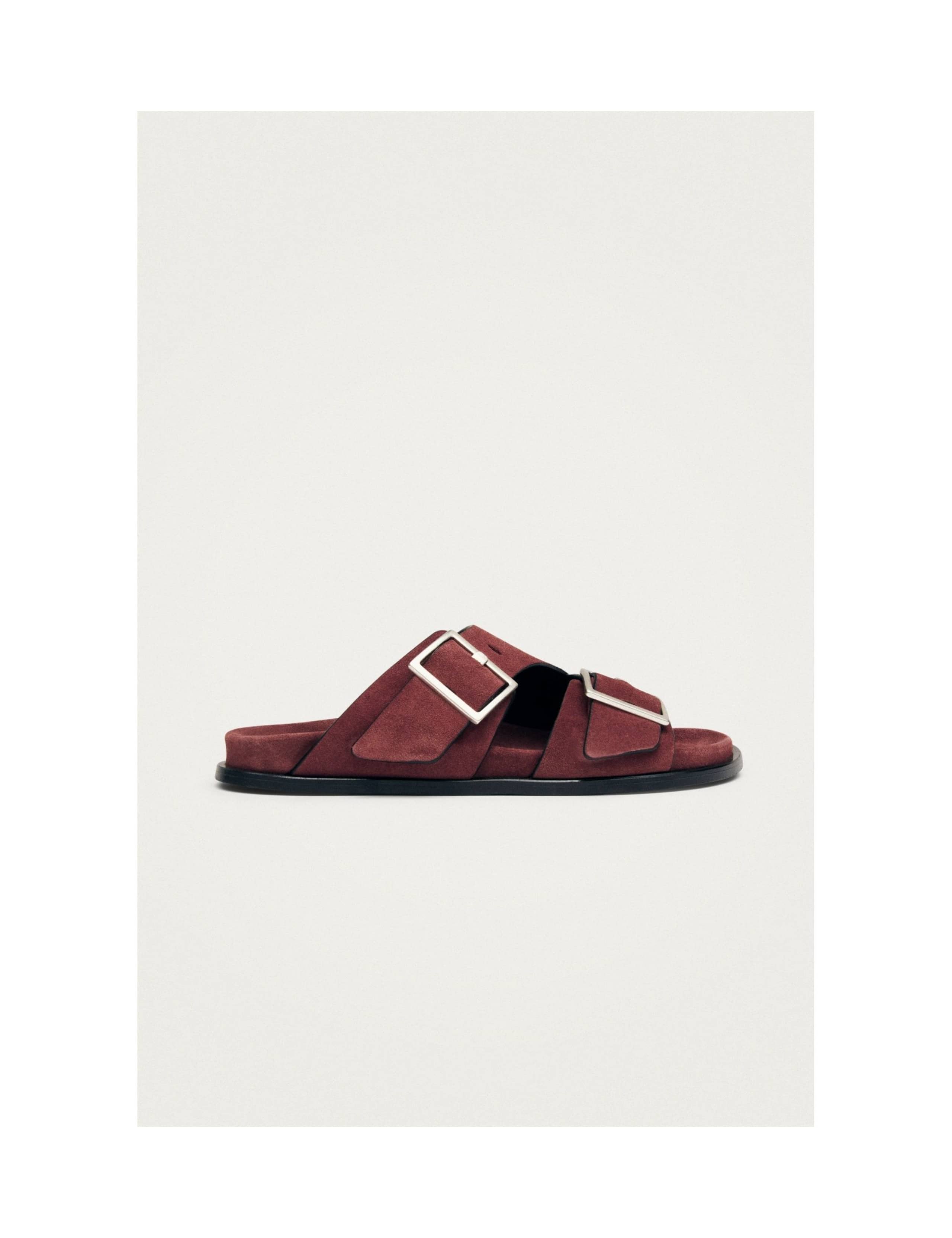 Suede Crossover Buckle Flat Sandals 1 of 5