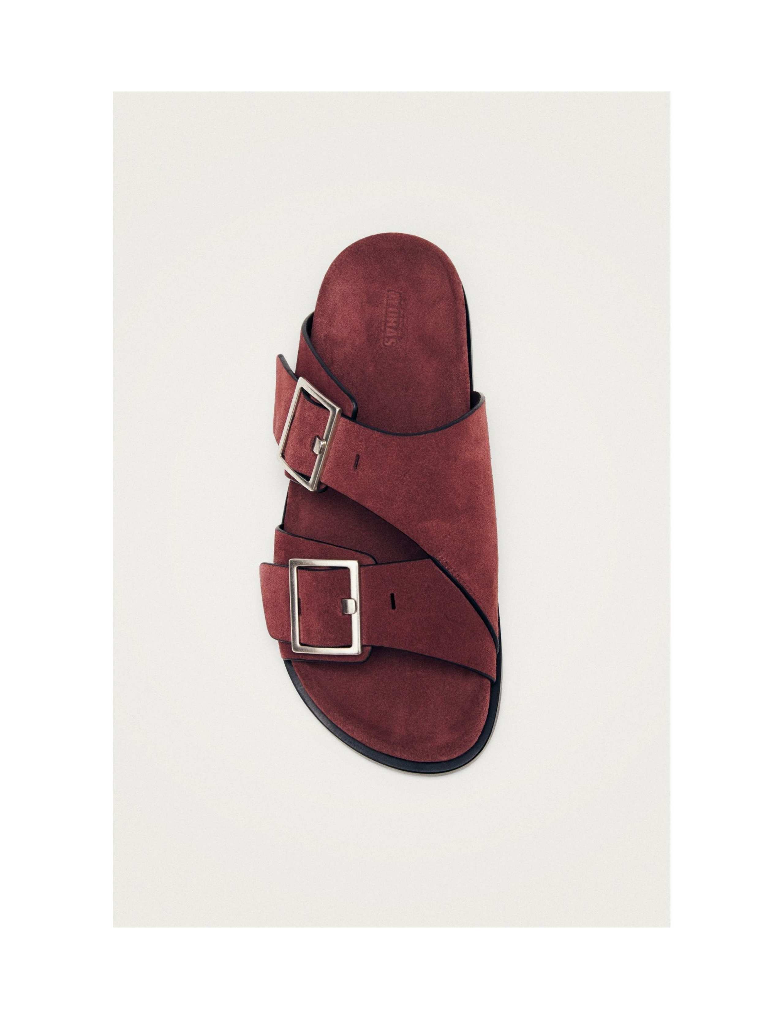 Suede Crossover Buckle Flat Sandals 2 of 5