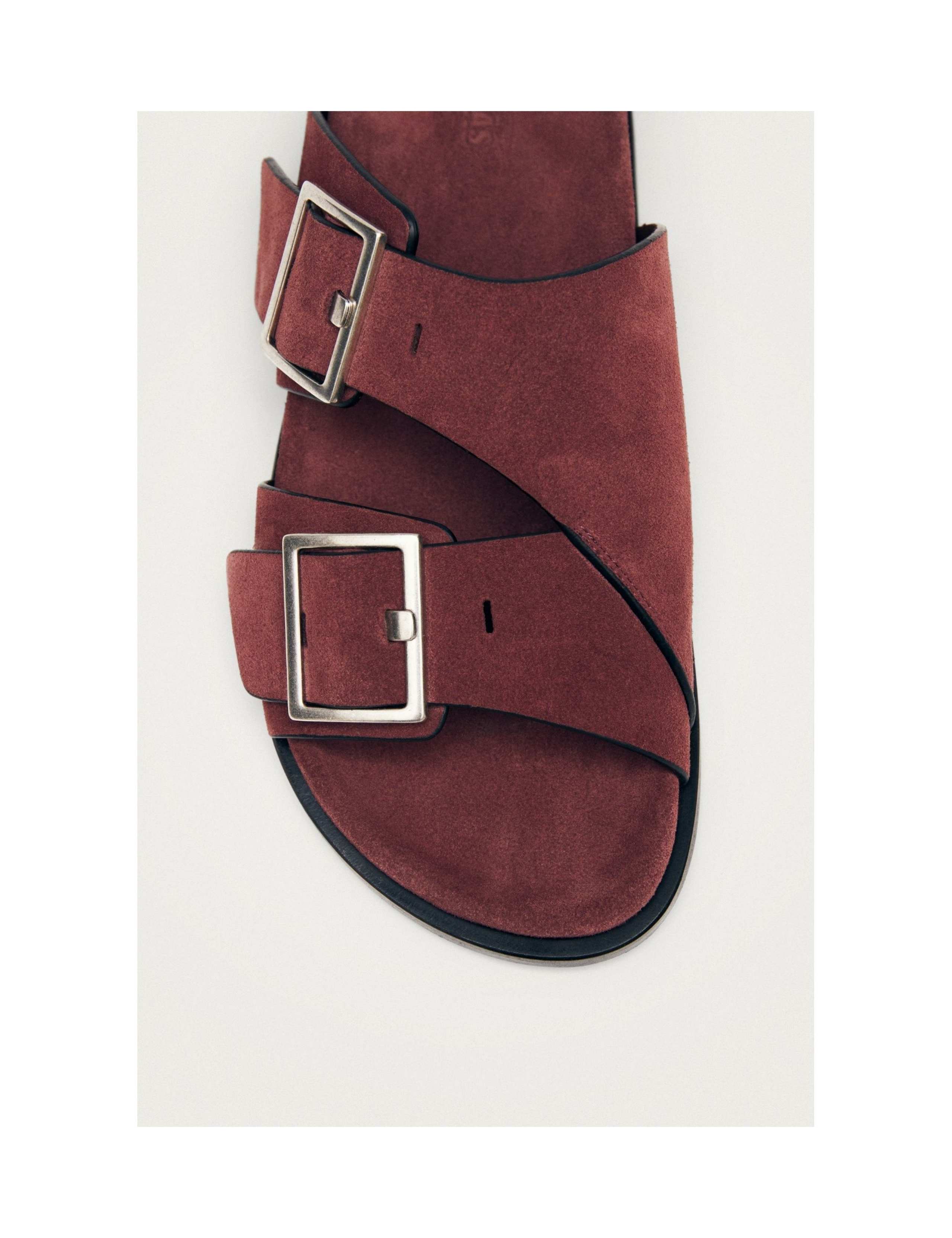 Suede Crossover Buckle Flat Sandals 5 of 5