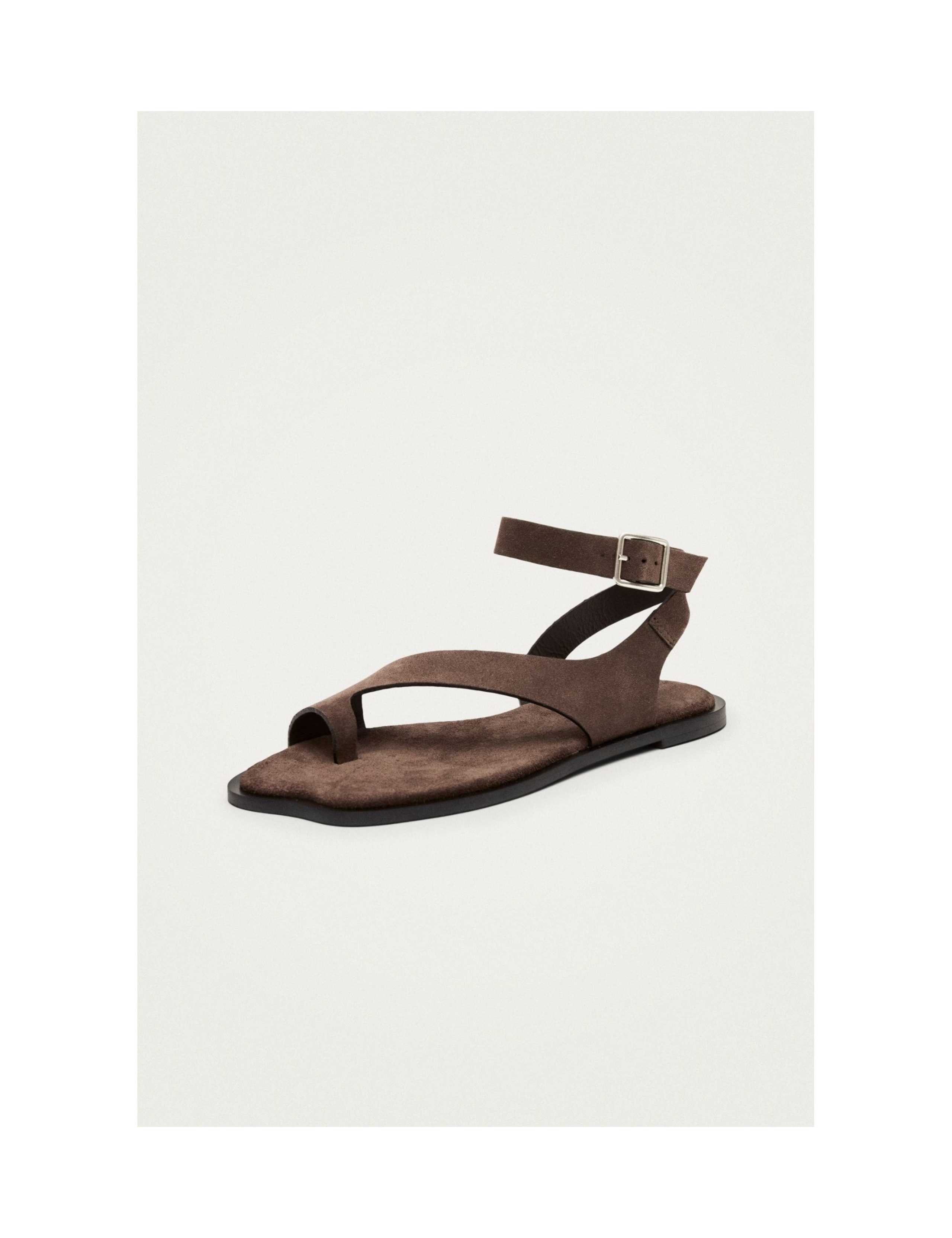 Leather Buckle Flat Slingback Sandals 3 of 7