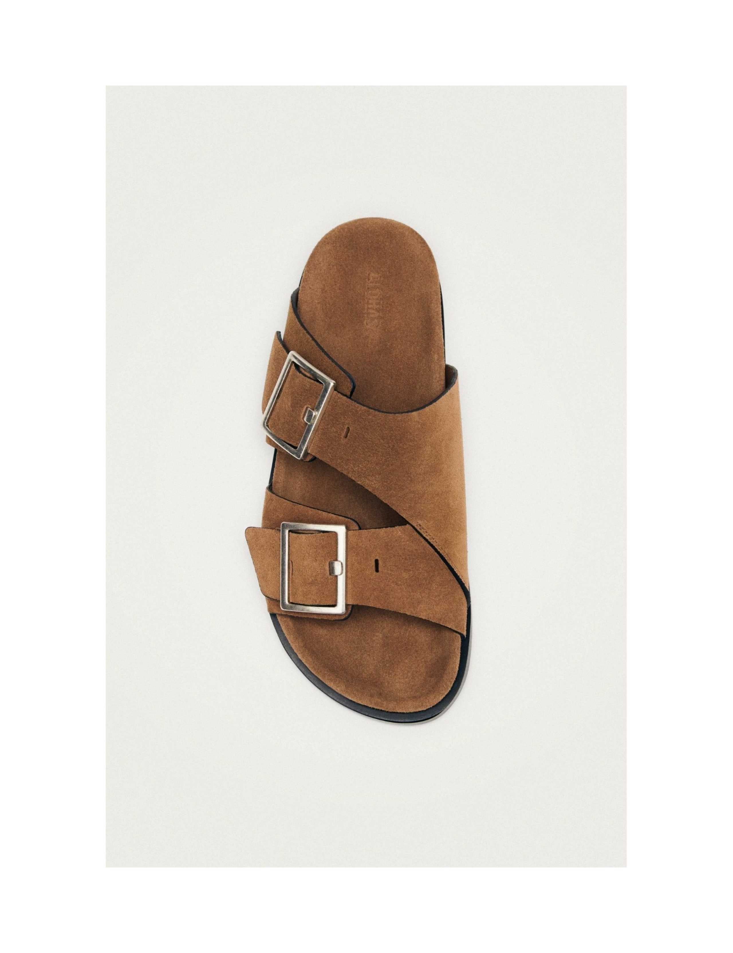Alba Suede Buckle Footbed Flat Sandals 2 of 7
