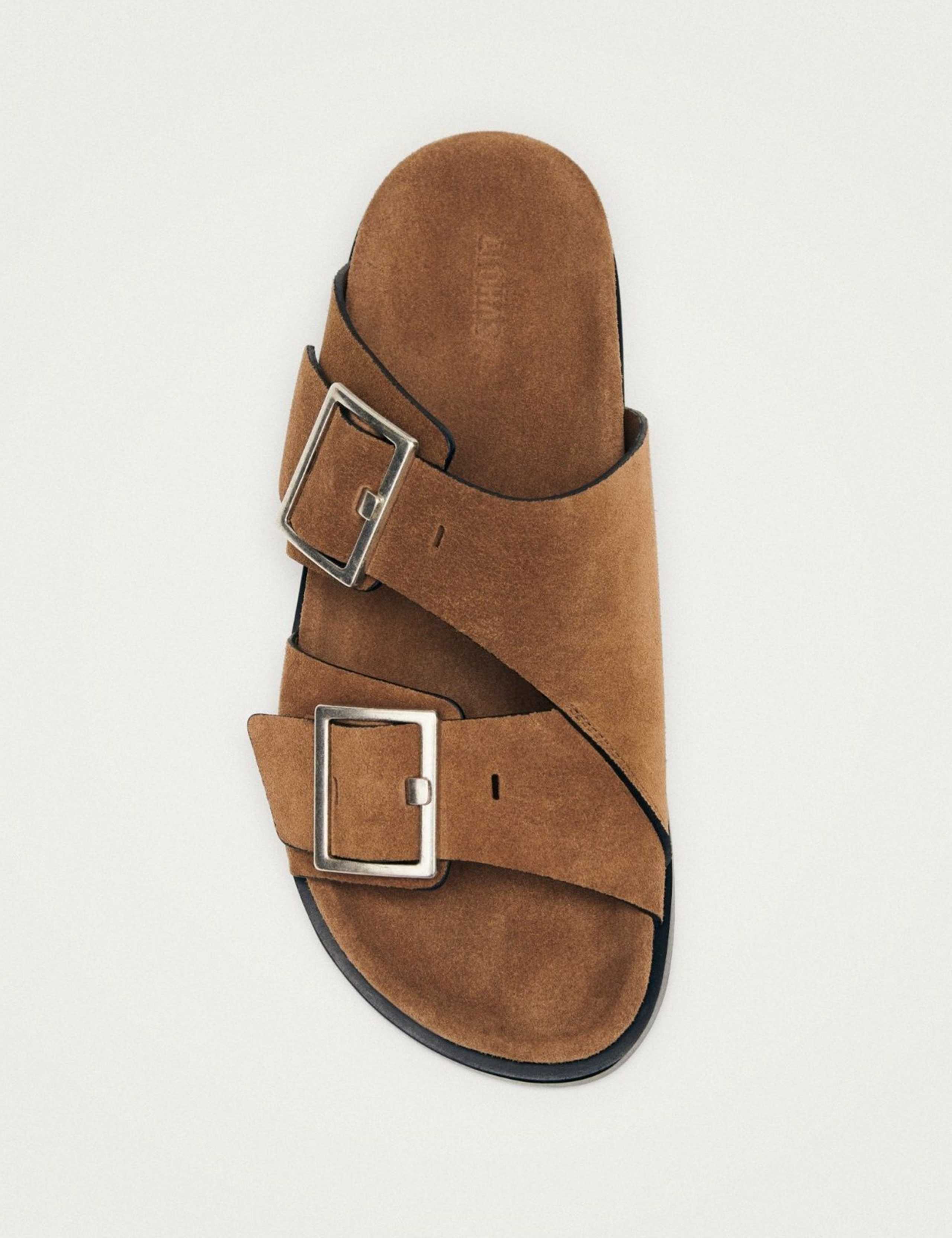 Suede Crossover Buckle Flat Sandals 2 of 7