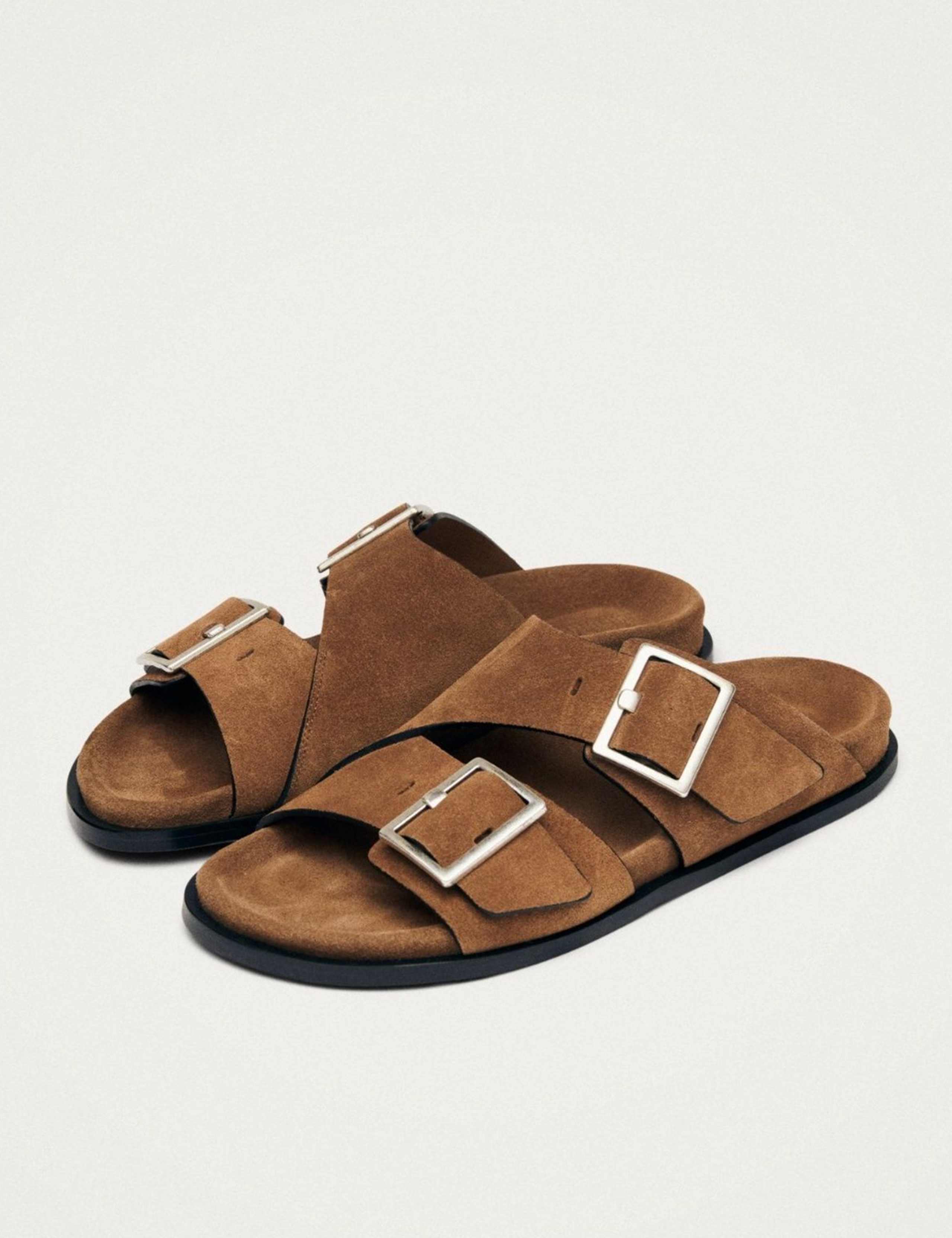 Suede Crossover Buckle Flat Sandals 4 of 7