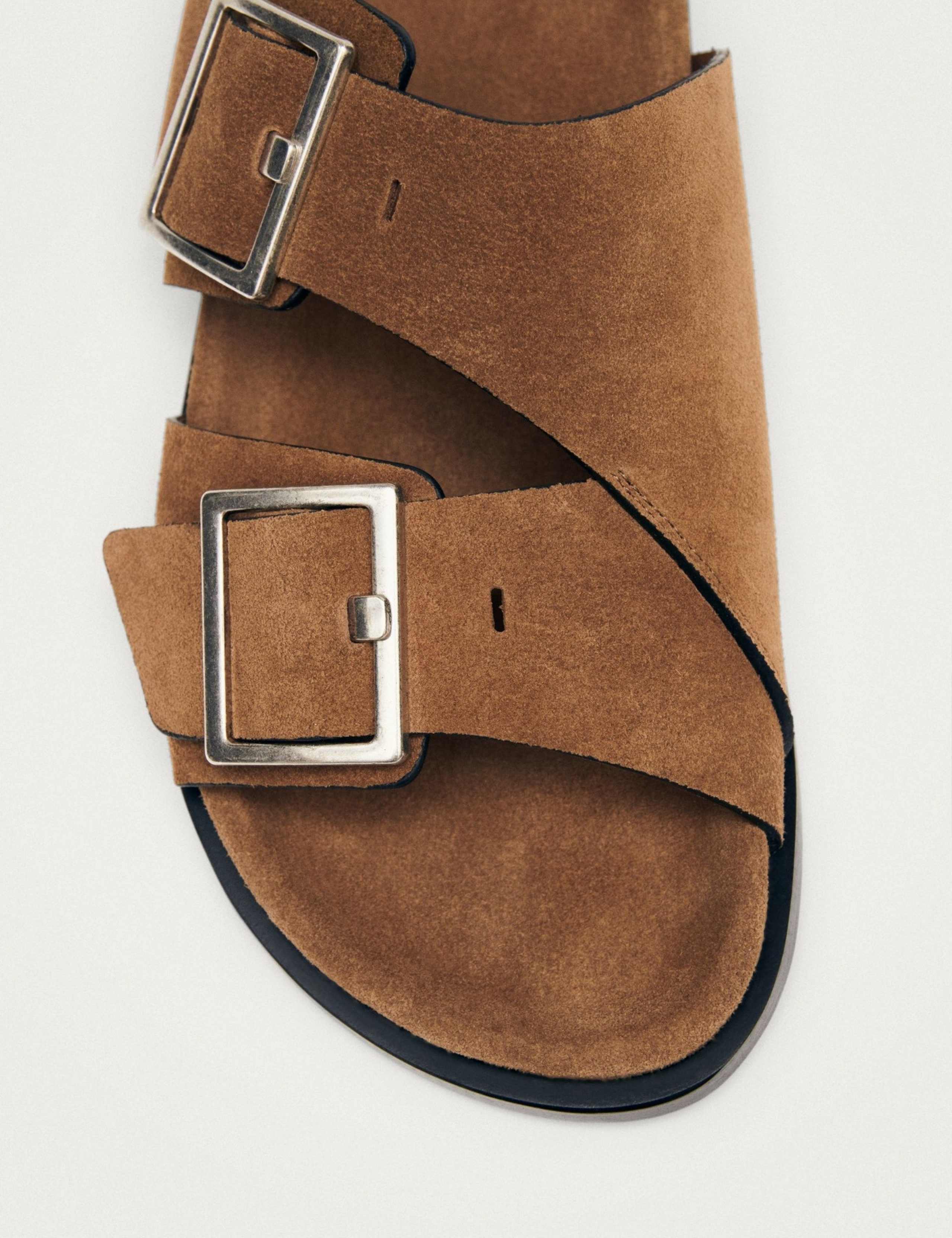 Alba Suede Buckle Footbed Flat Sandals 6 of 7