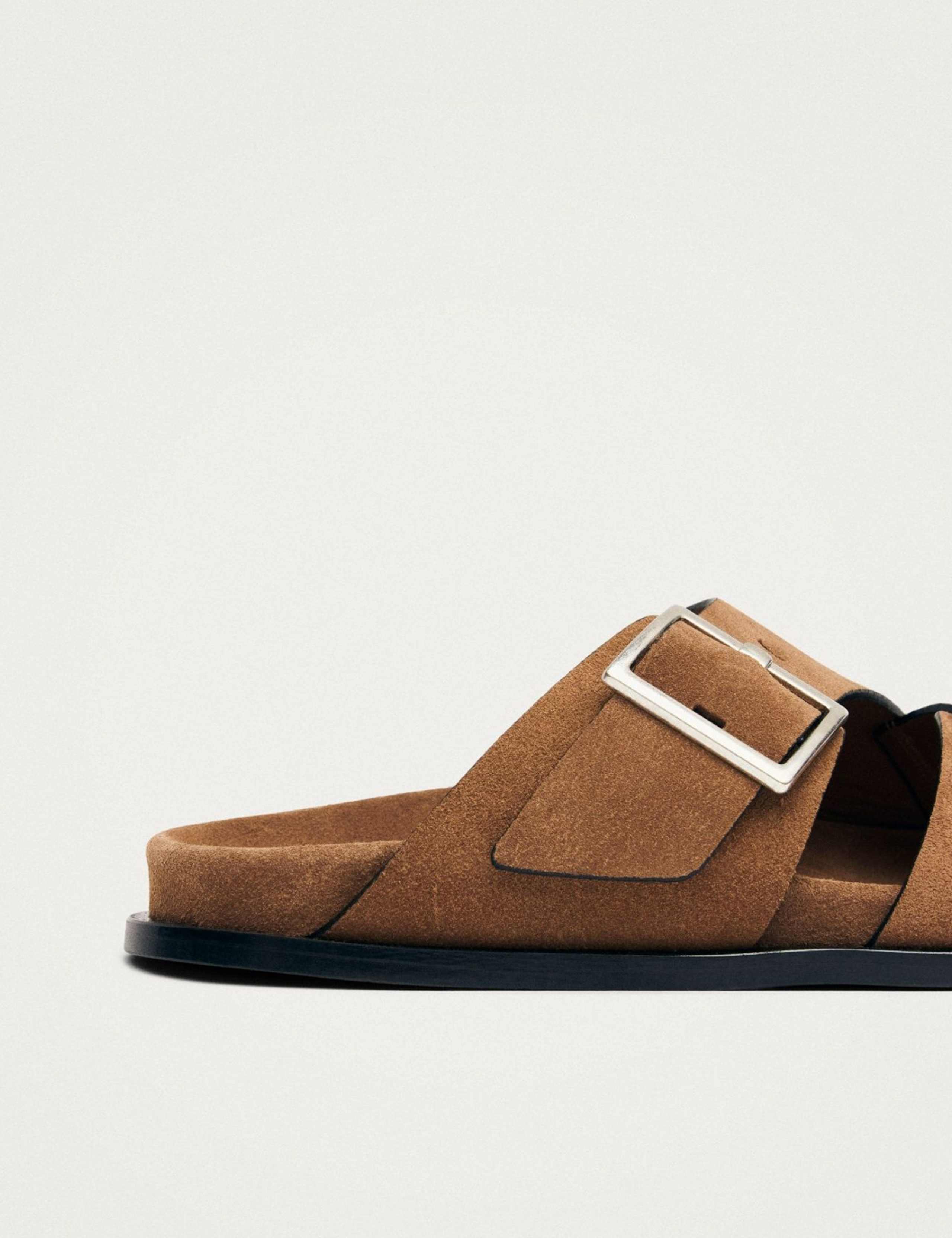 Suede Crossover Buckle Flat Sandals 7 of 7