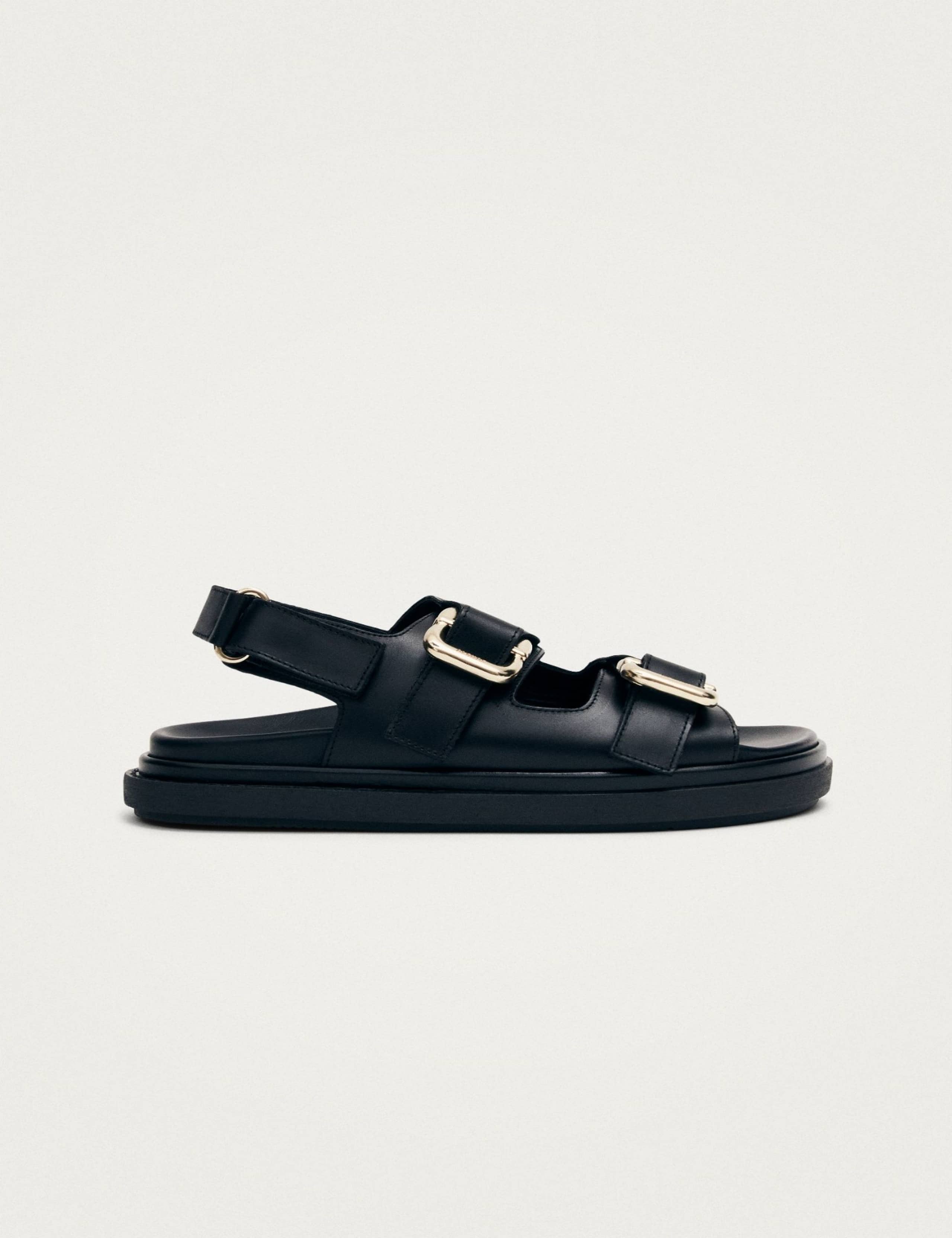 Leather Buckle Flat Slingback Sandals 1 of 6