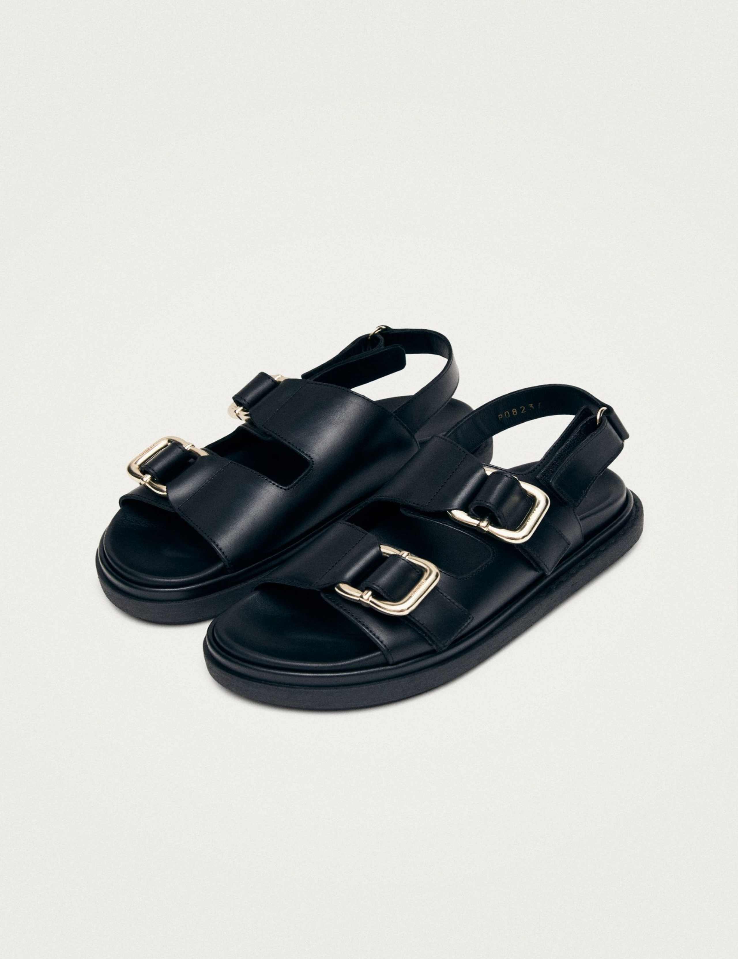 Leather Buckle Flat Slingback Sandals 3 of 6