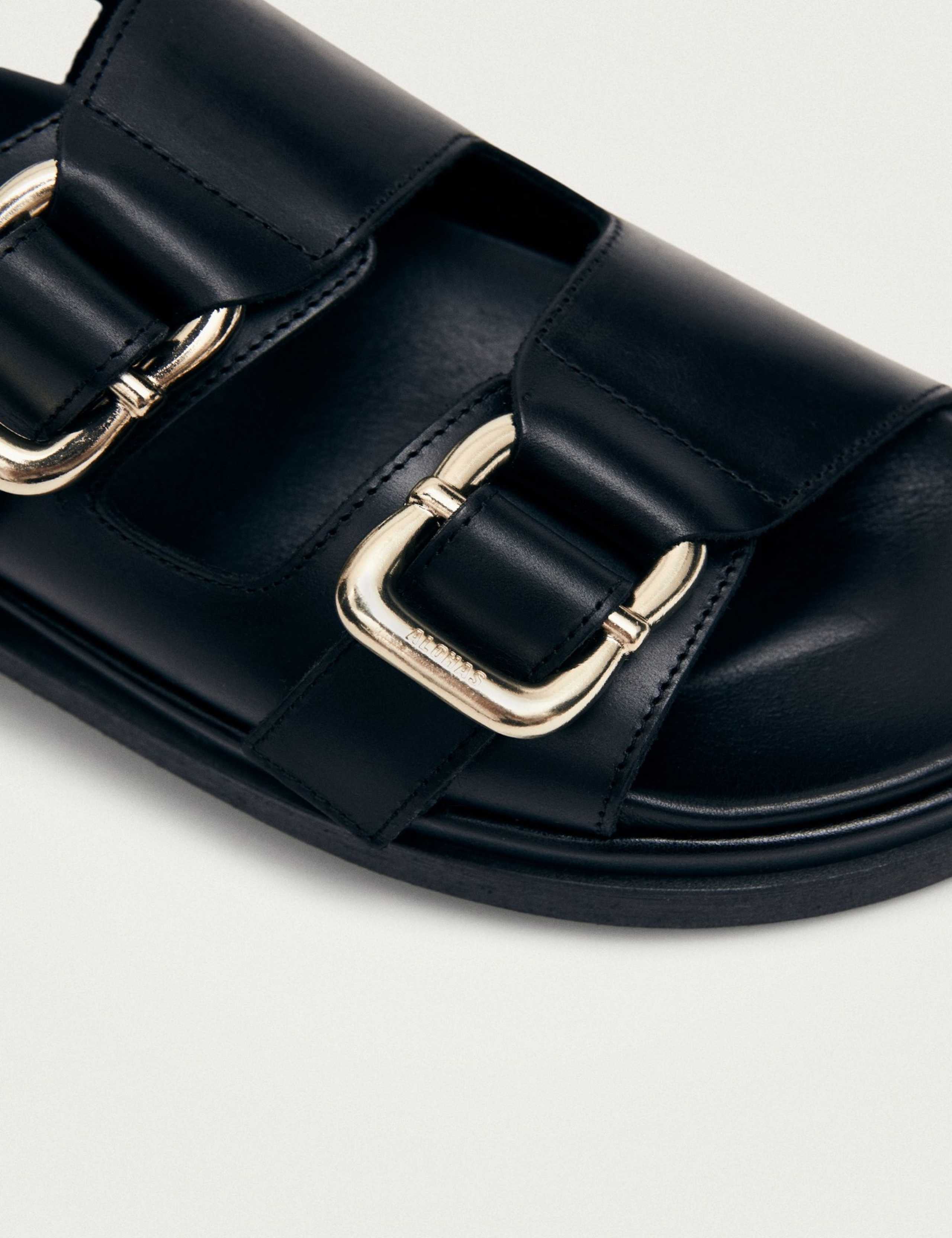 Leather Buckle Flat Slingback Sandals 6 of 6