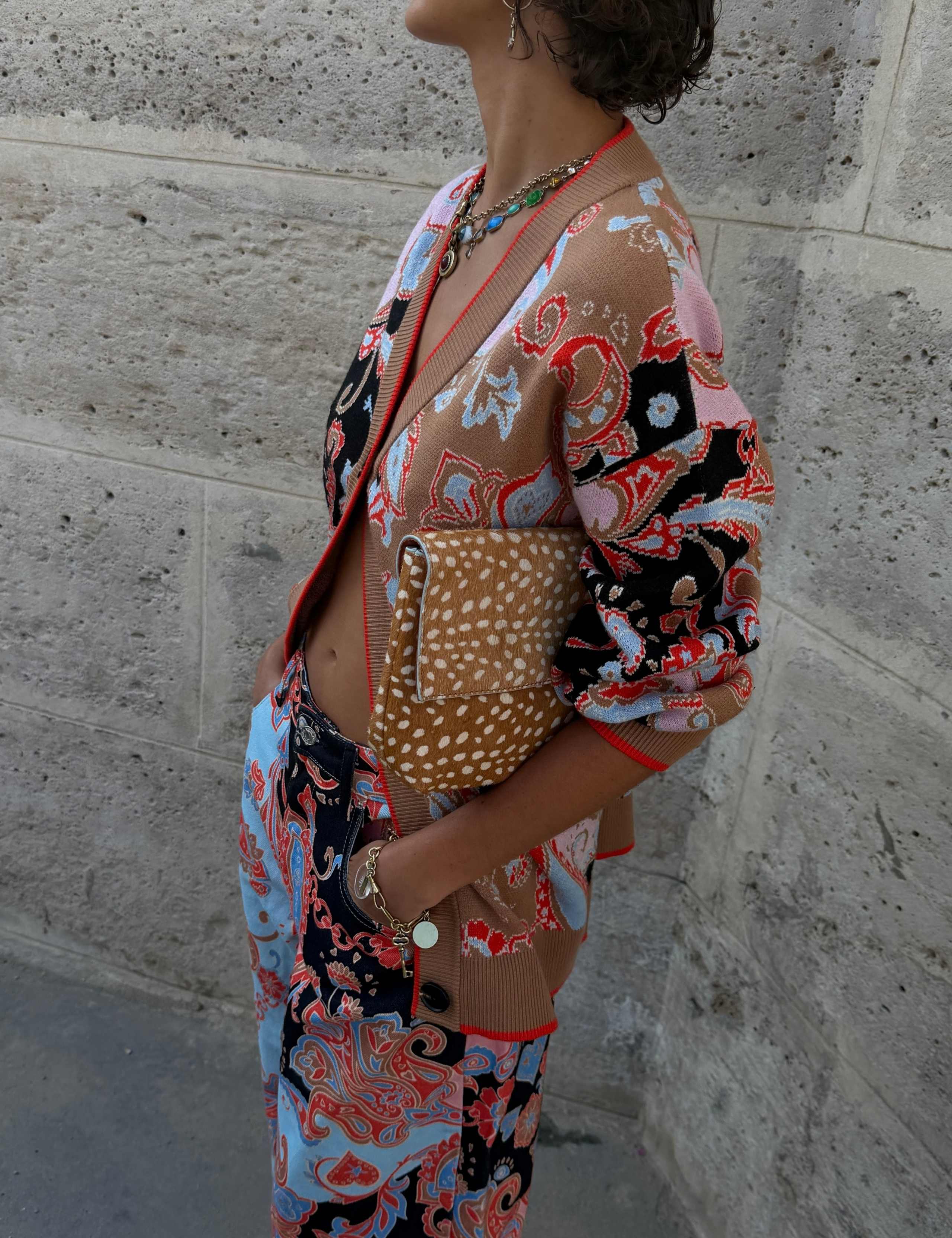 Paisley V-Neck Relaxed Cardigan 2 of 4