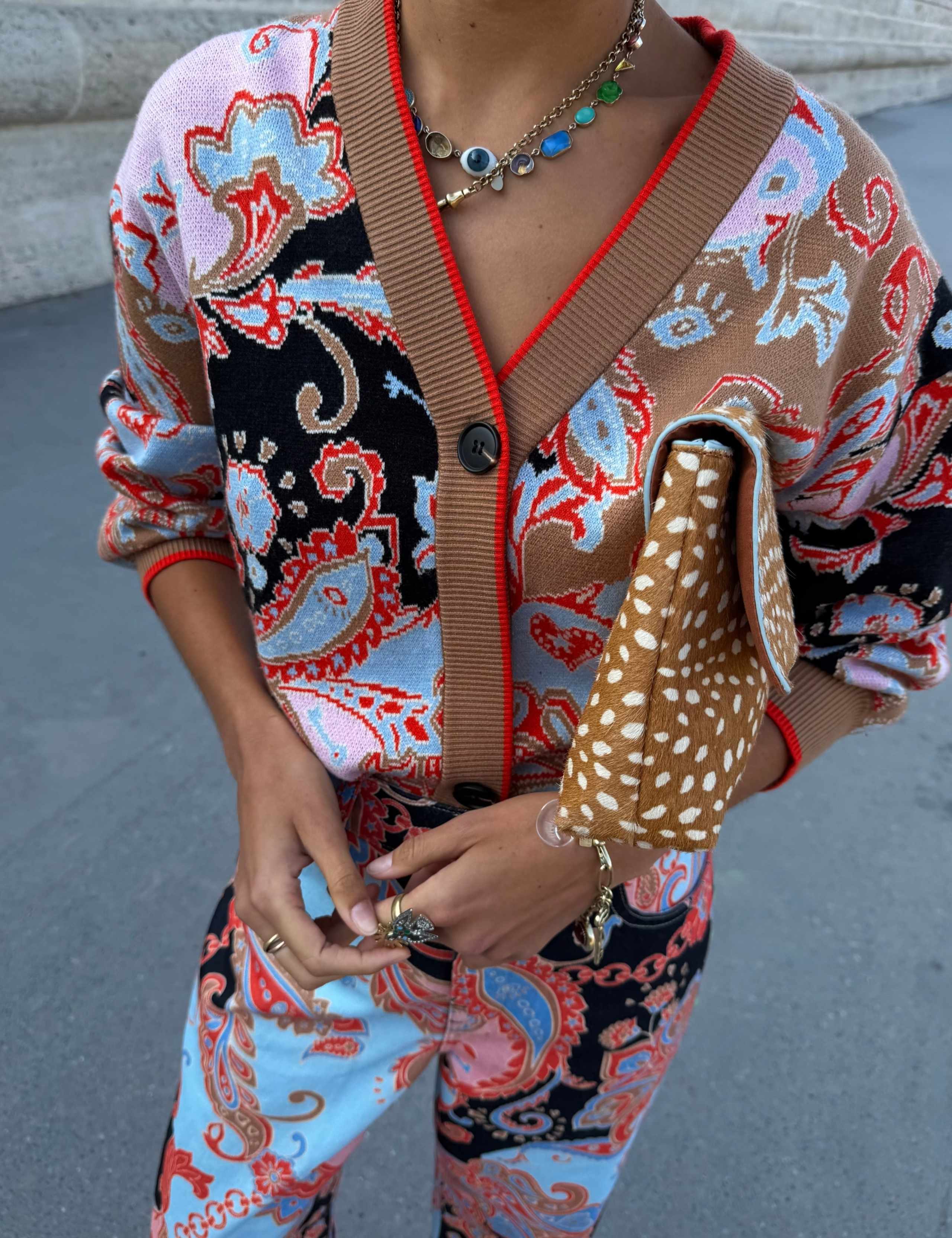 Paisley V-Neck Relaxed Cardigan 4 of 4