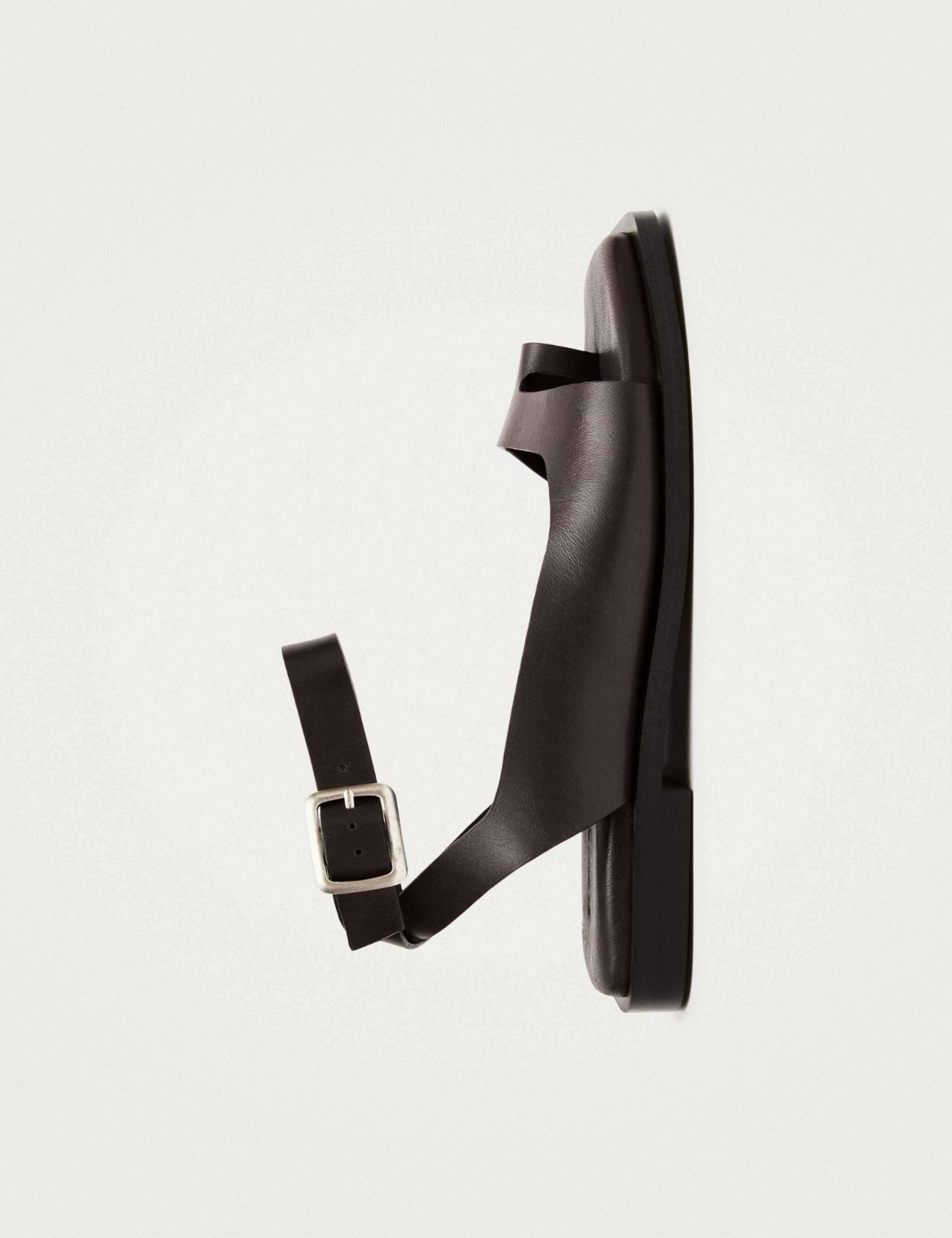 Leather Buckle Ankle Strap Flat Sandals 4 of 6