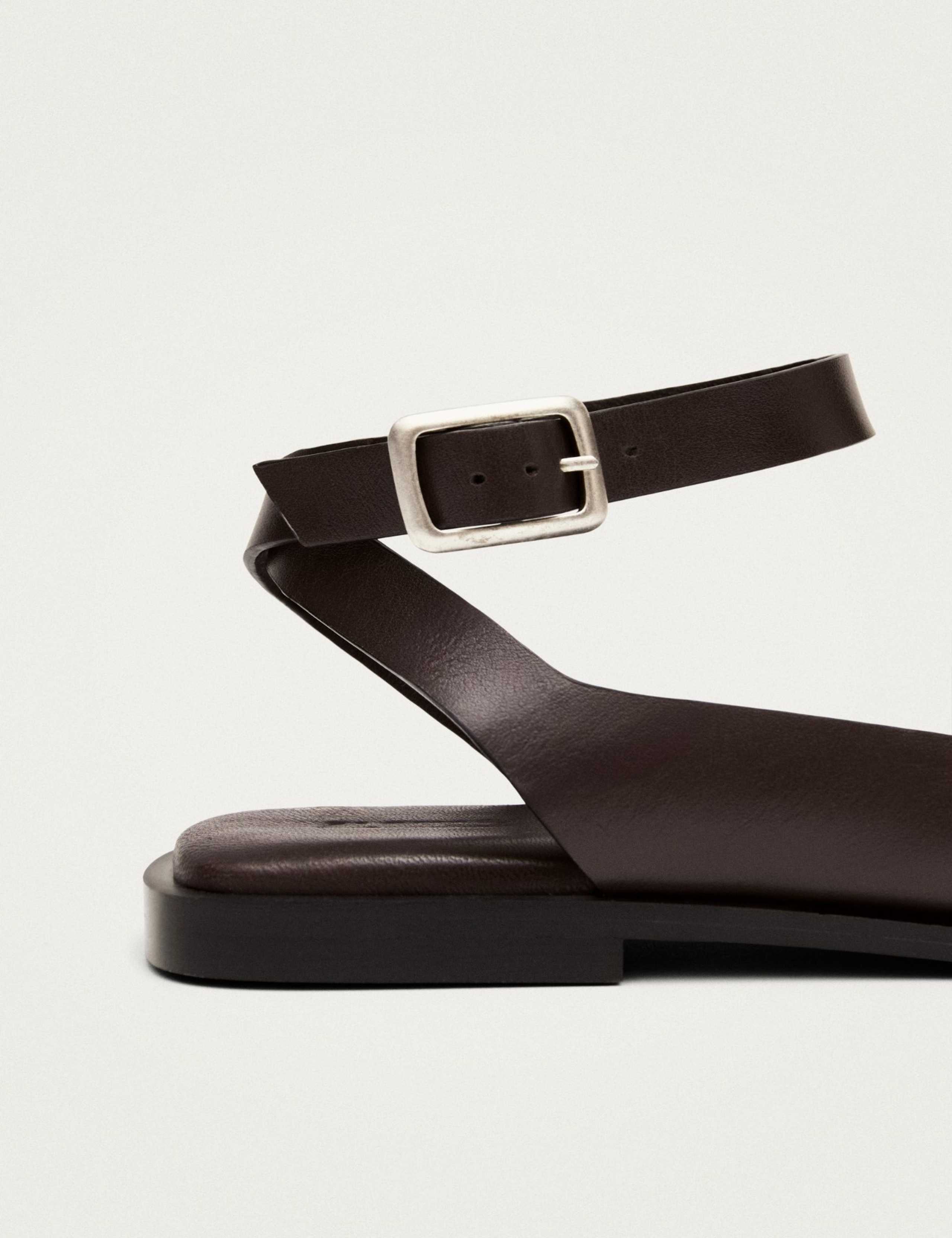 Leather Buckle Ankle Strap Flat Sandals 6 of 6