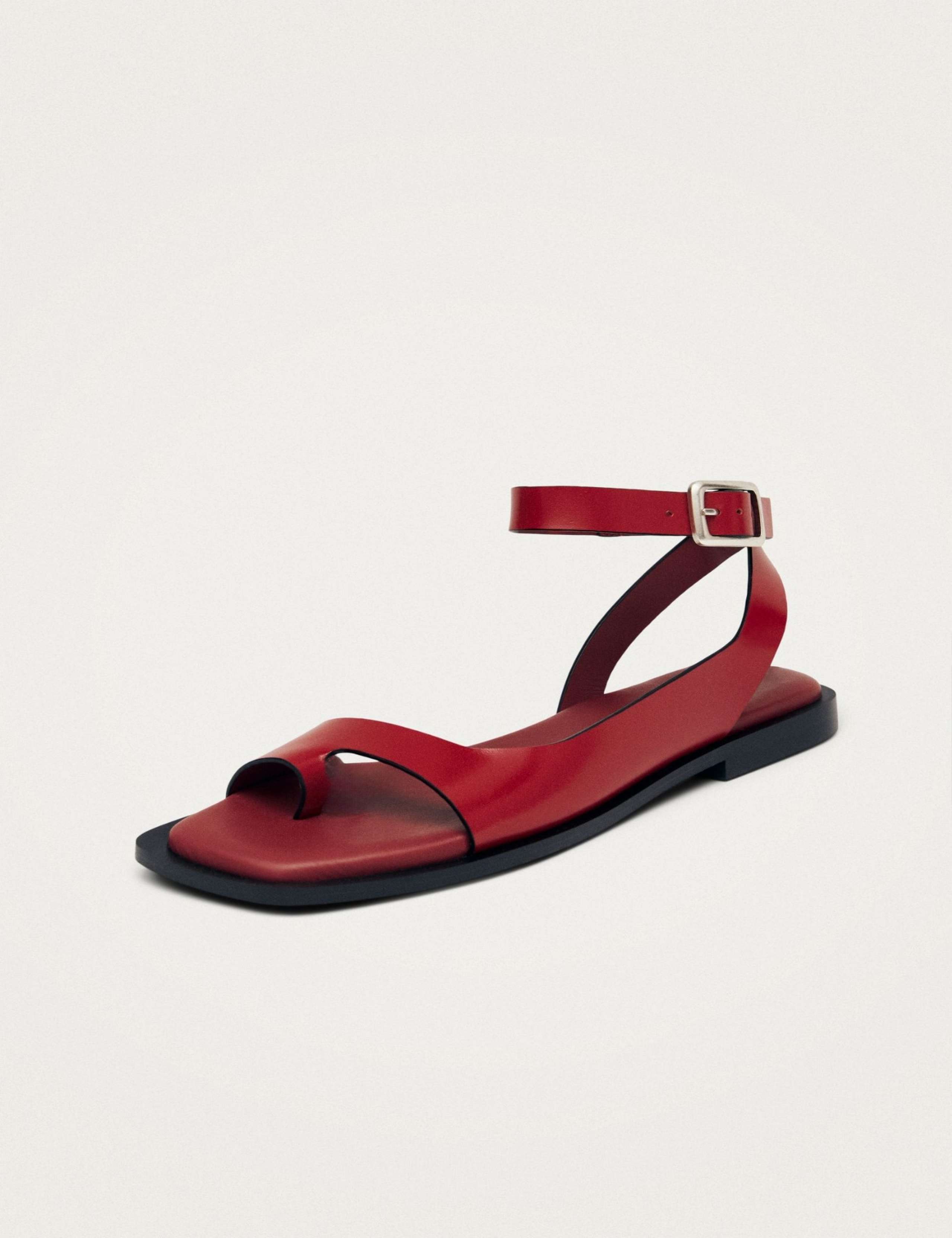 Leather Buckle Ankle Strap Flat Sandals 3 of 6